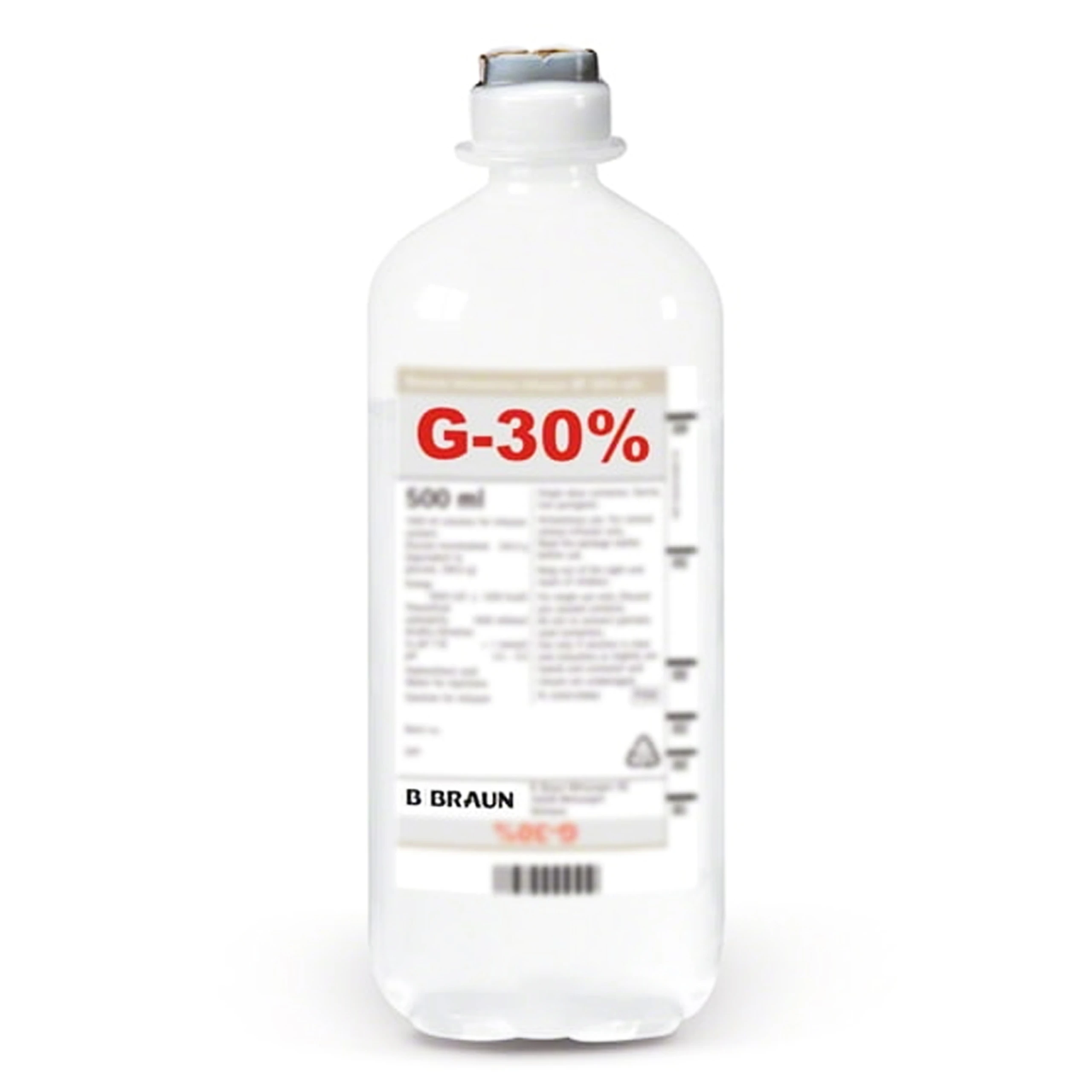 Dung dịch Glucose 30% B.Braun giảm tạm thời triệu chứng của tăng áp lực nội sọ, hôn mê hạ đường huyết (500ml)