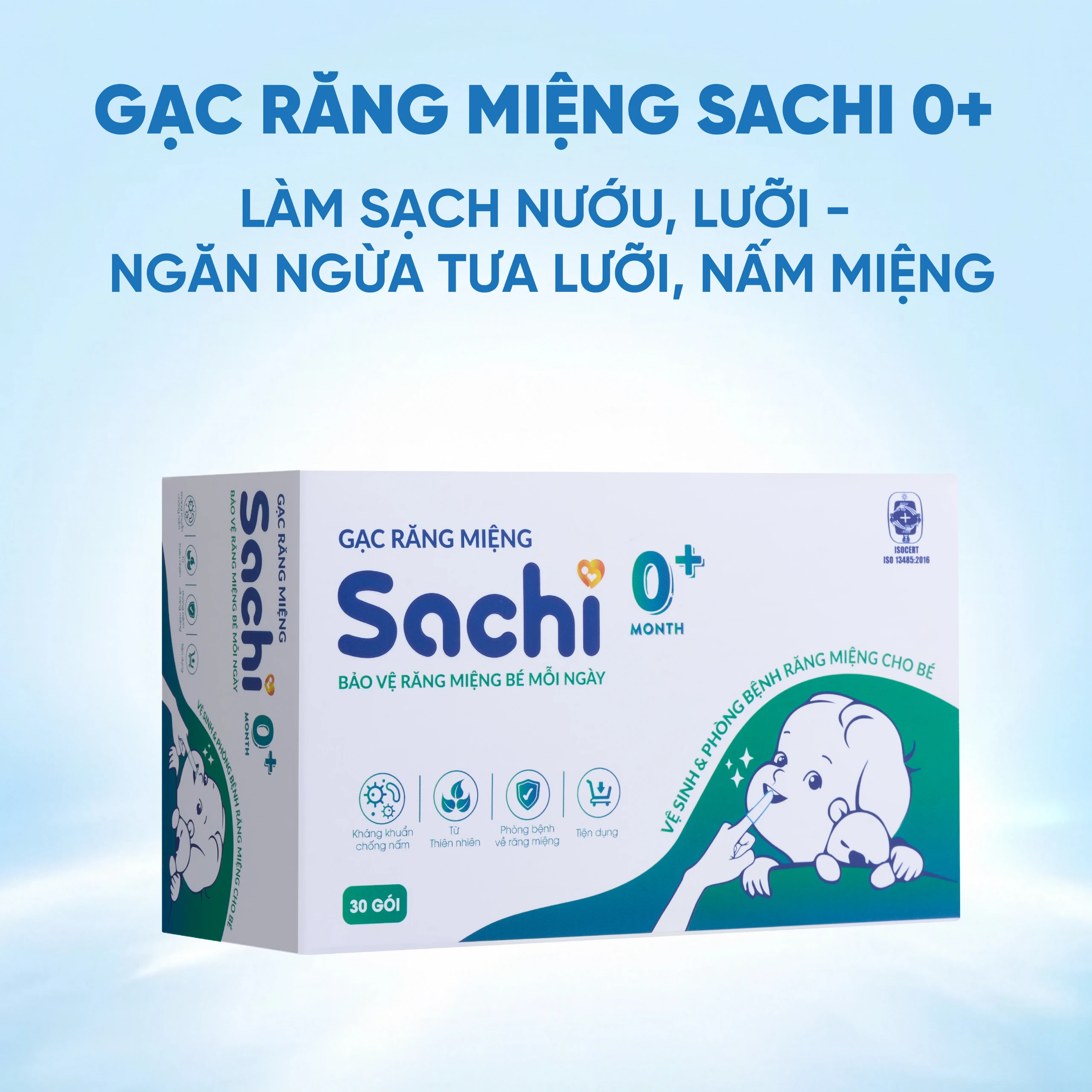 Gạc răng miệng Sachi cho bé sơ sinh (30 gói) làm sạch và bảo vệ răng miệng cho bé