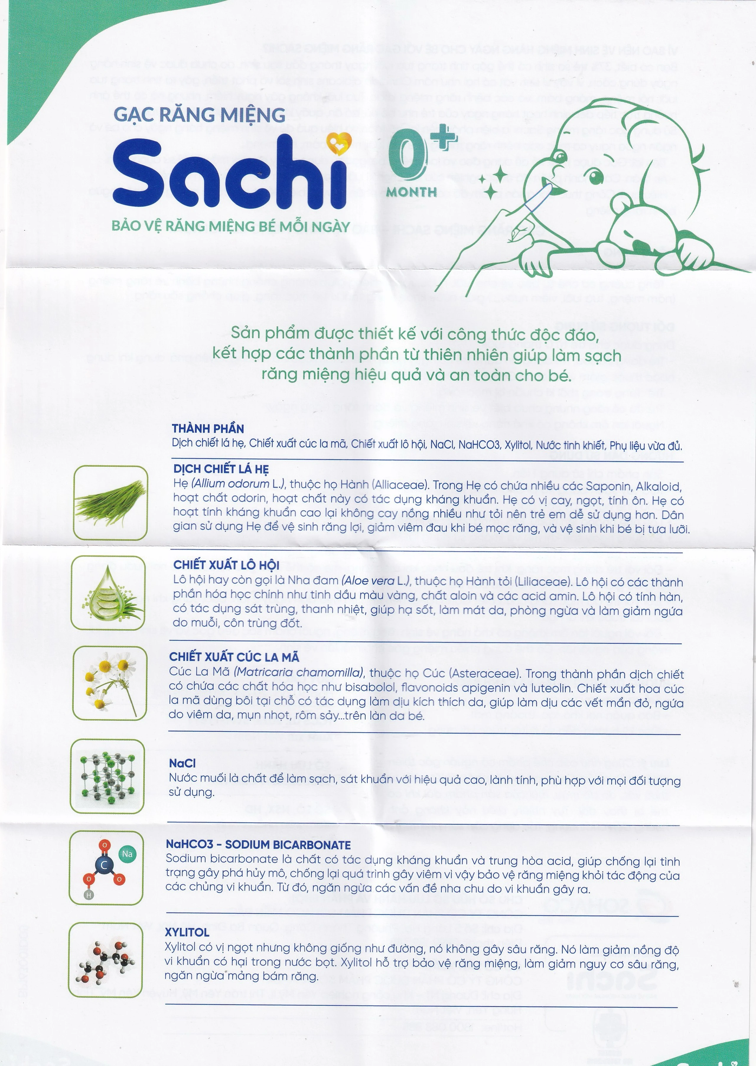 Gạc răng miệng Sachi cho bé sơ sinh (30 gói) làm sạch và bảo vệ răng miệng cho bé