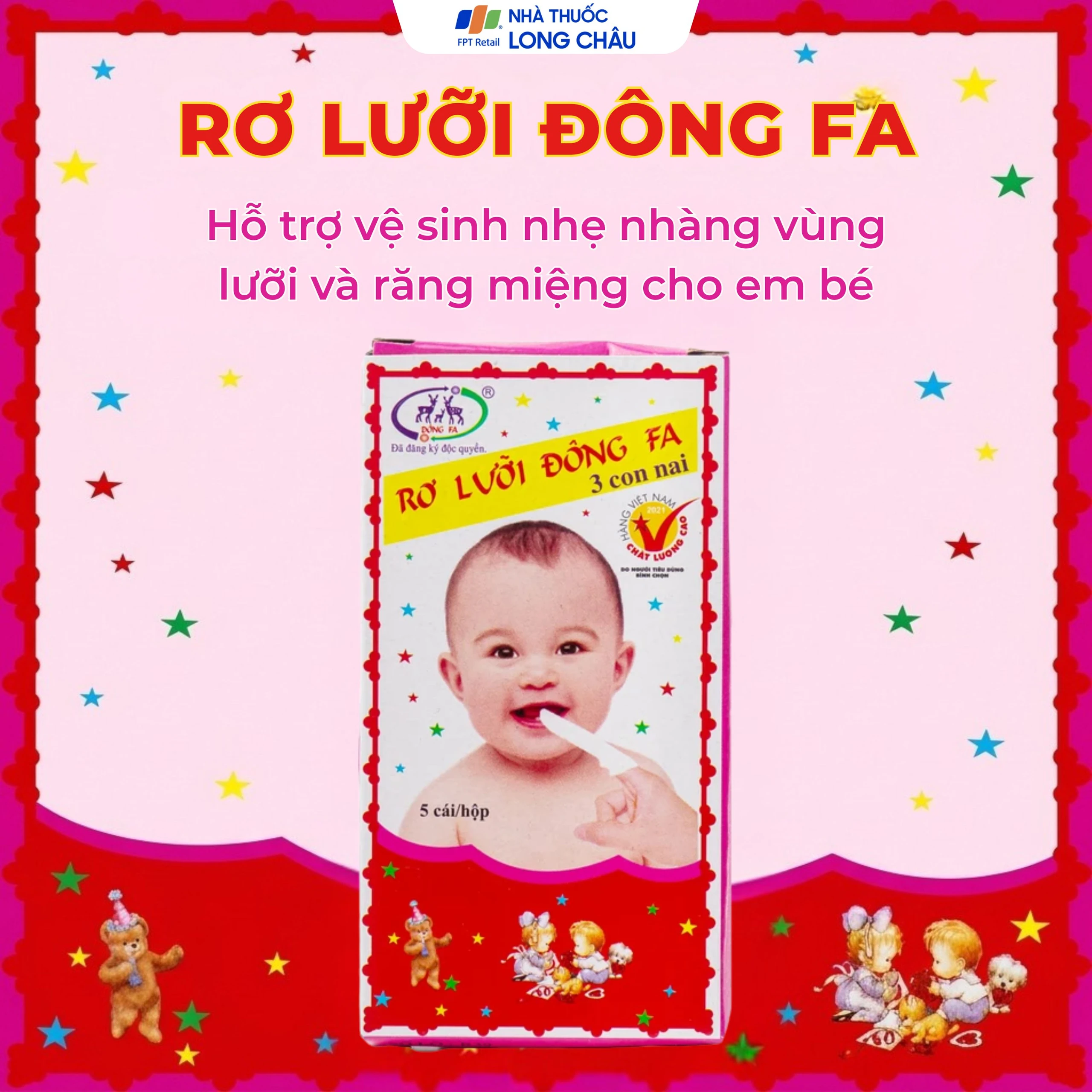 Gạc rơ lưỡi Đông Pha (5 cái) vệ sinh, làm sạch lưỡi, răng miệng cho bé 2