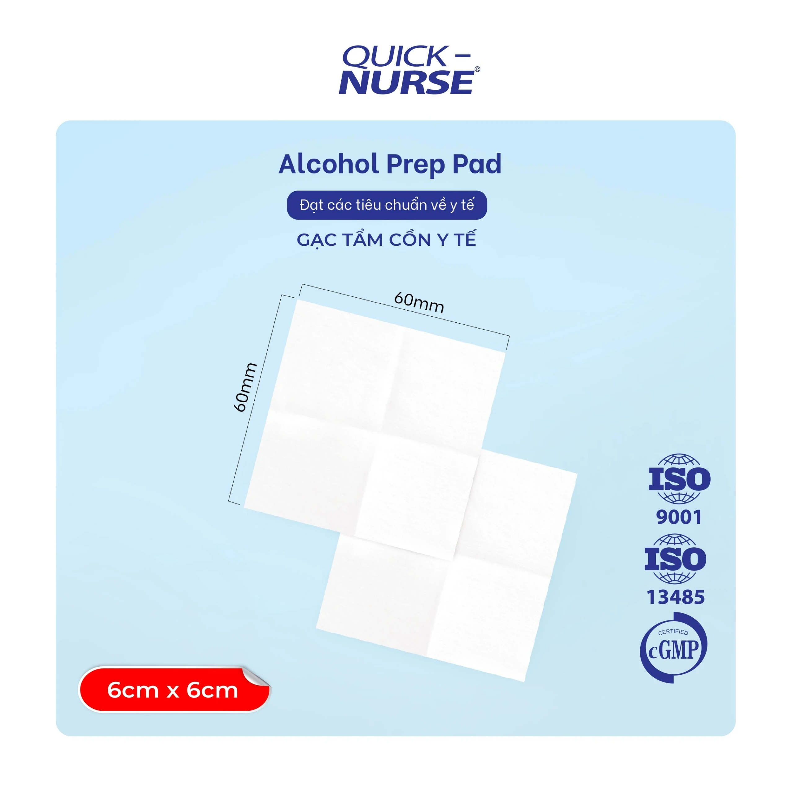 Gạc tẩm cồn 6x6cm Quick Nurse (100 miếng) làm sạch da, ngăn ngừa vi khuẩn