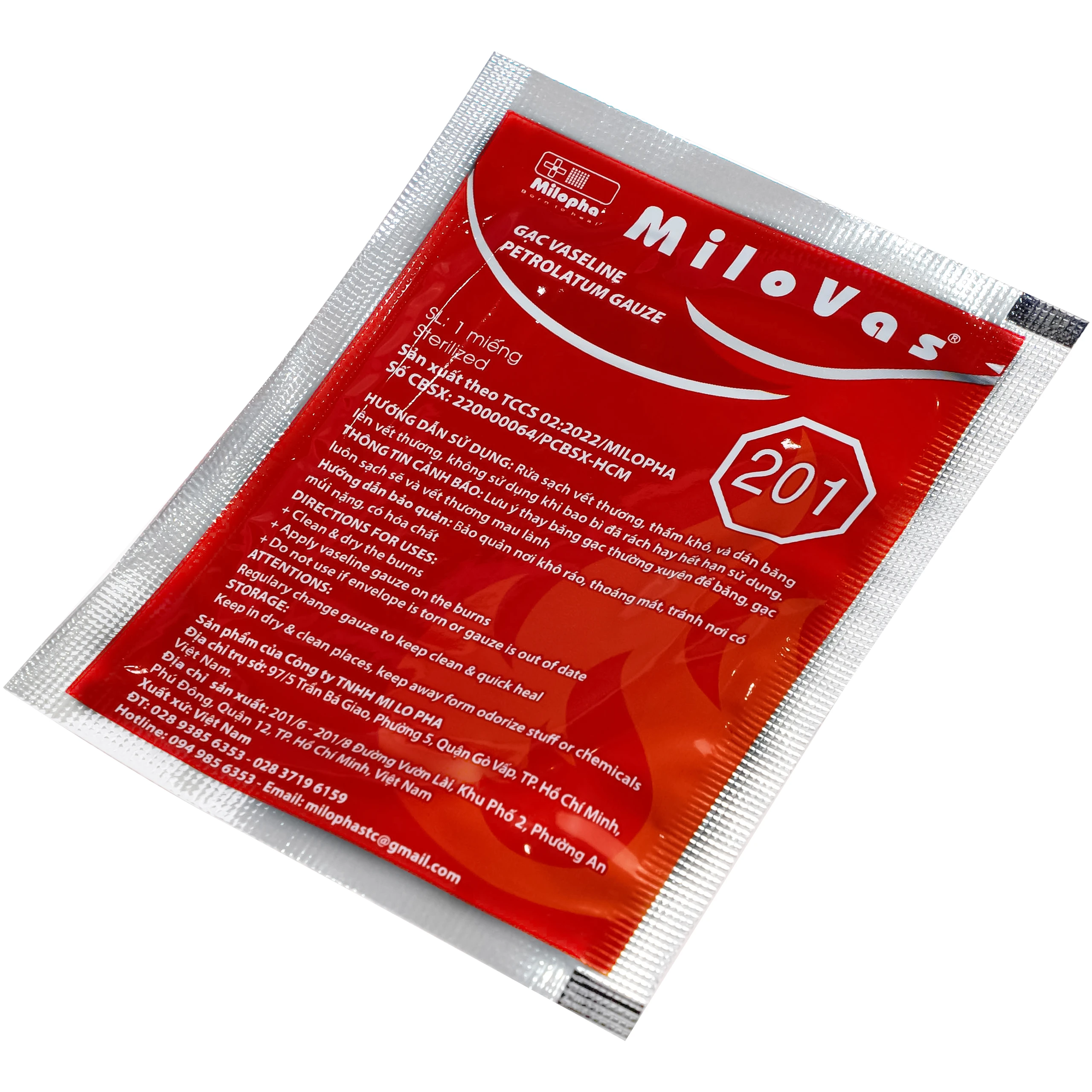 Gạc tiệt trùng Vaseline Milovas (10 miếng) sơ cứu vết thương, thấm máu và dịch tiết 9