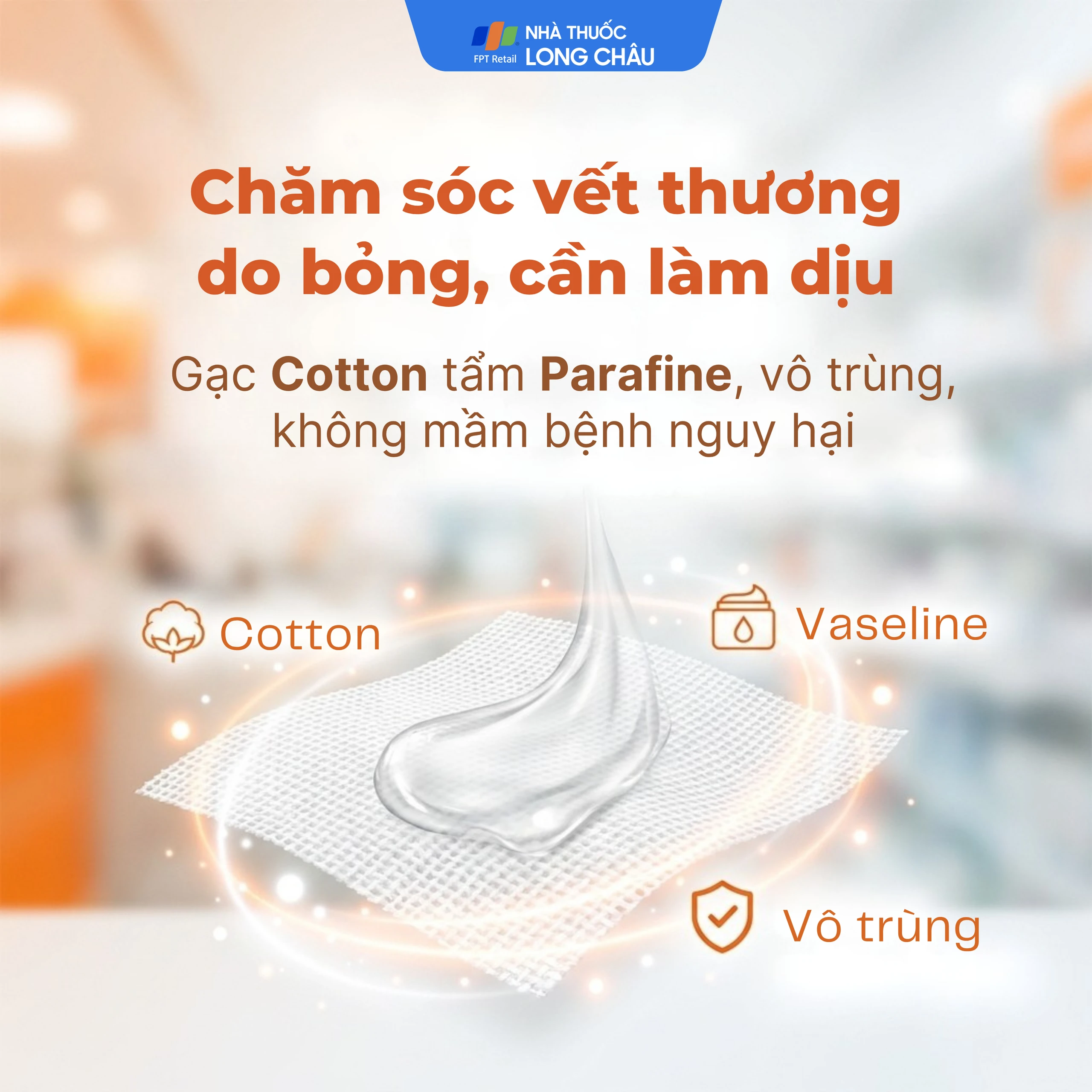 Gạc tiệt trùng Vaseline Milovas (10 miếng) sơ cứu vết thương, thấm máu và dịch tiết 4