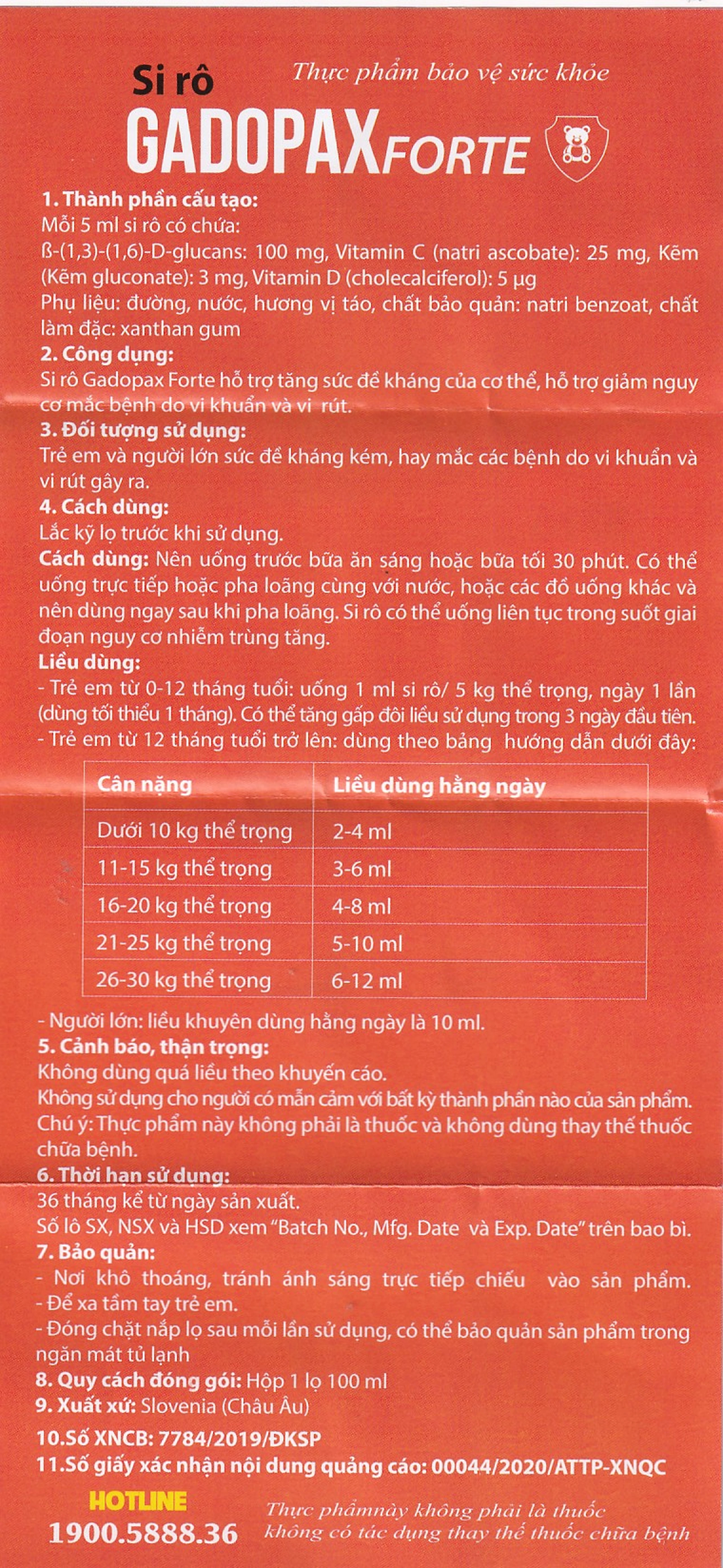 Siro hỗ trợ tăng sức đề kháng Gadopax Forte Valens (100ml)