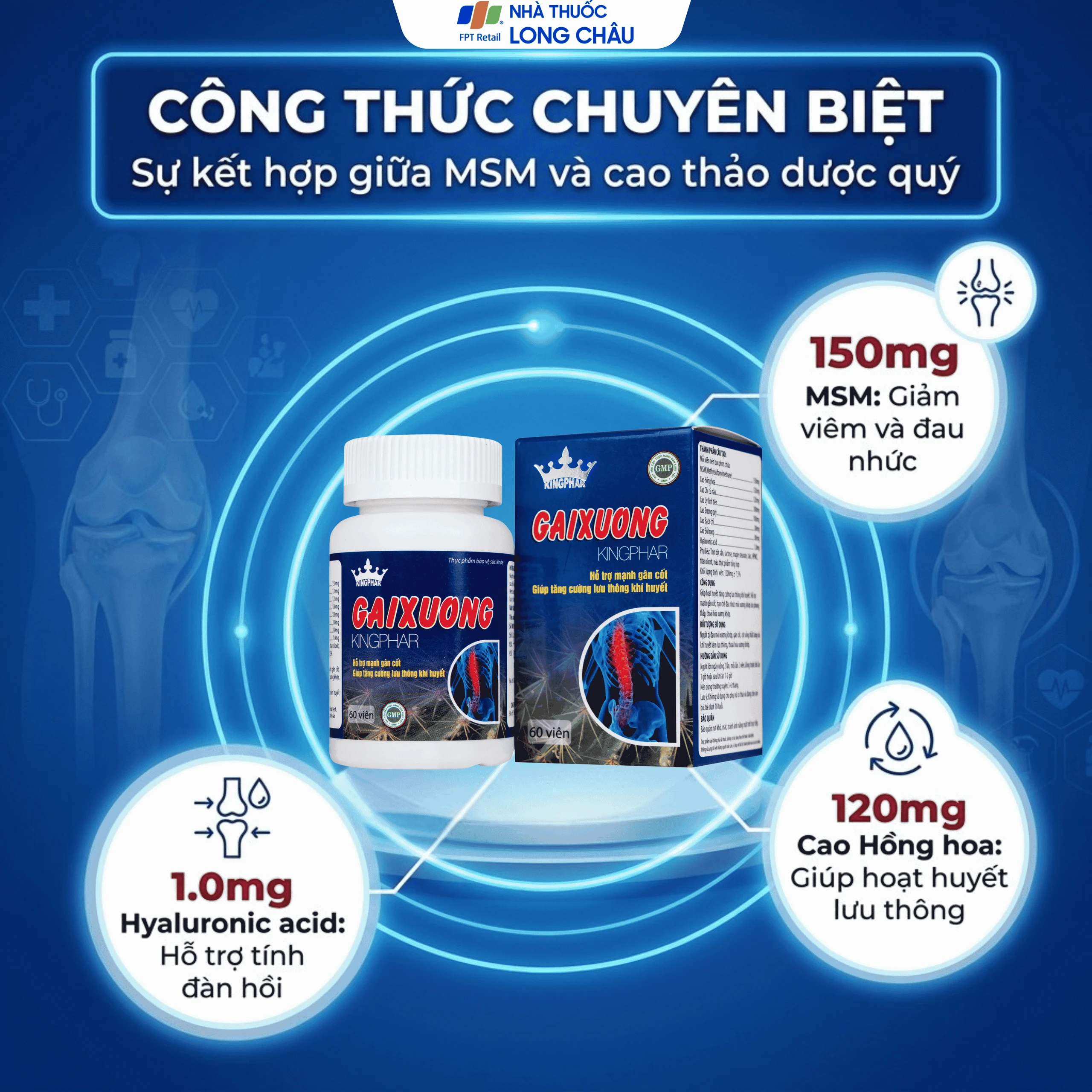 Viên uống giúp hoạt huyết, hỗ trợ gân cốt, hạn chế thoái hóa xương khớp Gai Xương Kingphar (60 viên) 3