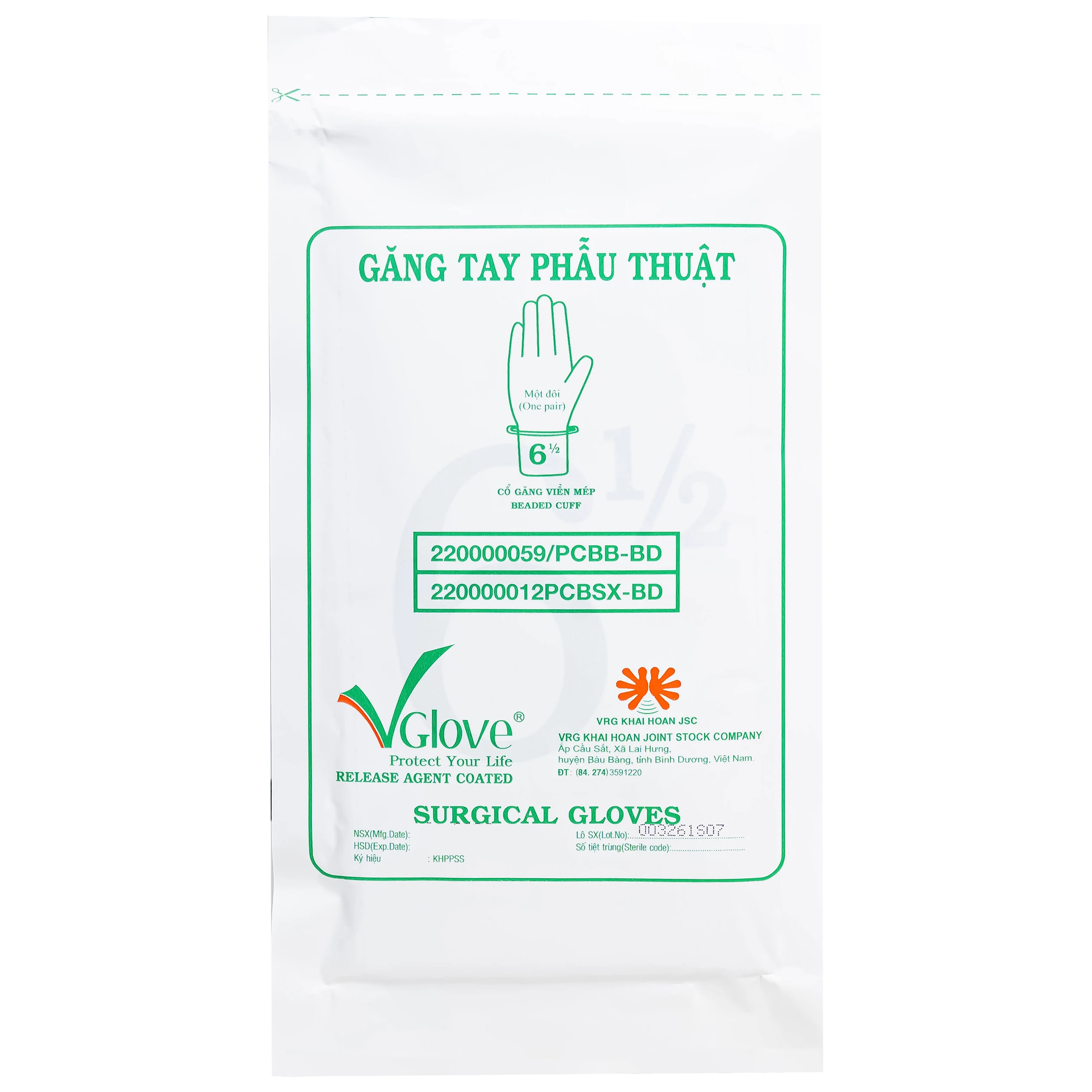 Găng tay phẫu thuật 6.5 Vglove dùng trong quá trình khám, chẩn đoán điều trị và phẫu thuật 8