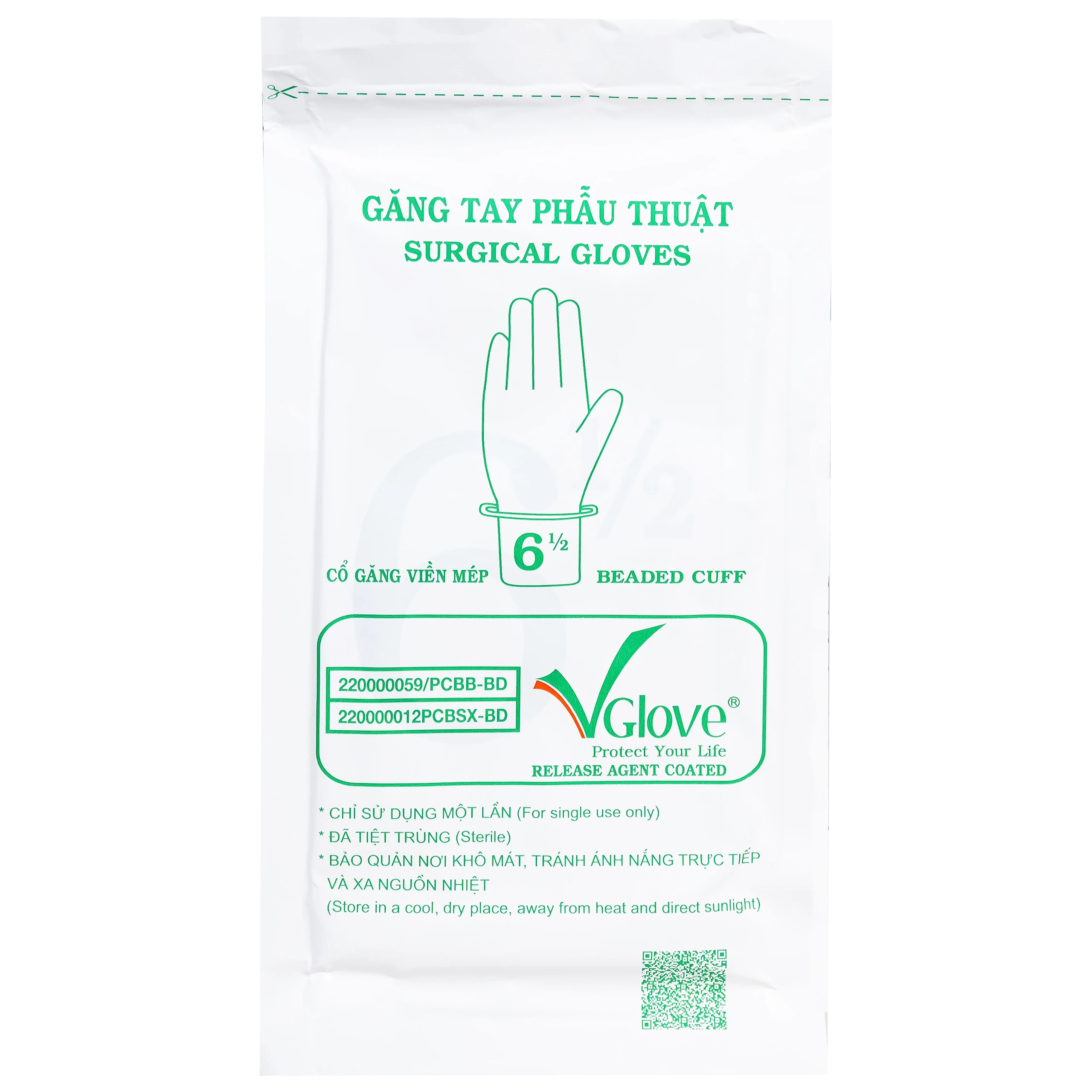 Găng tay phẫu thuật 6.5 Vglove dùng trong quá trình khám, chẩn đoán điều trị và phẫu thuật 9