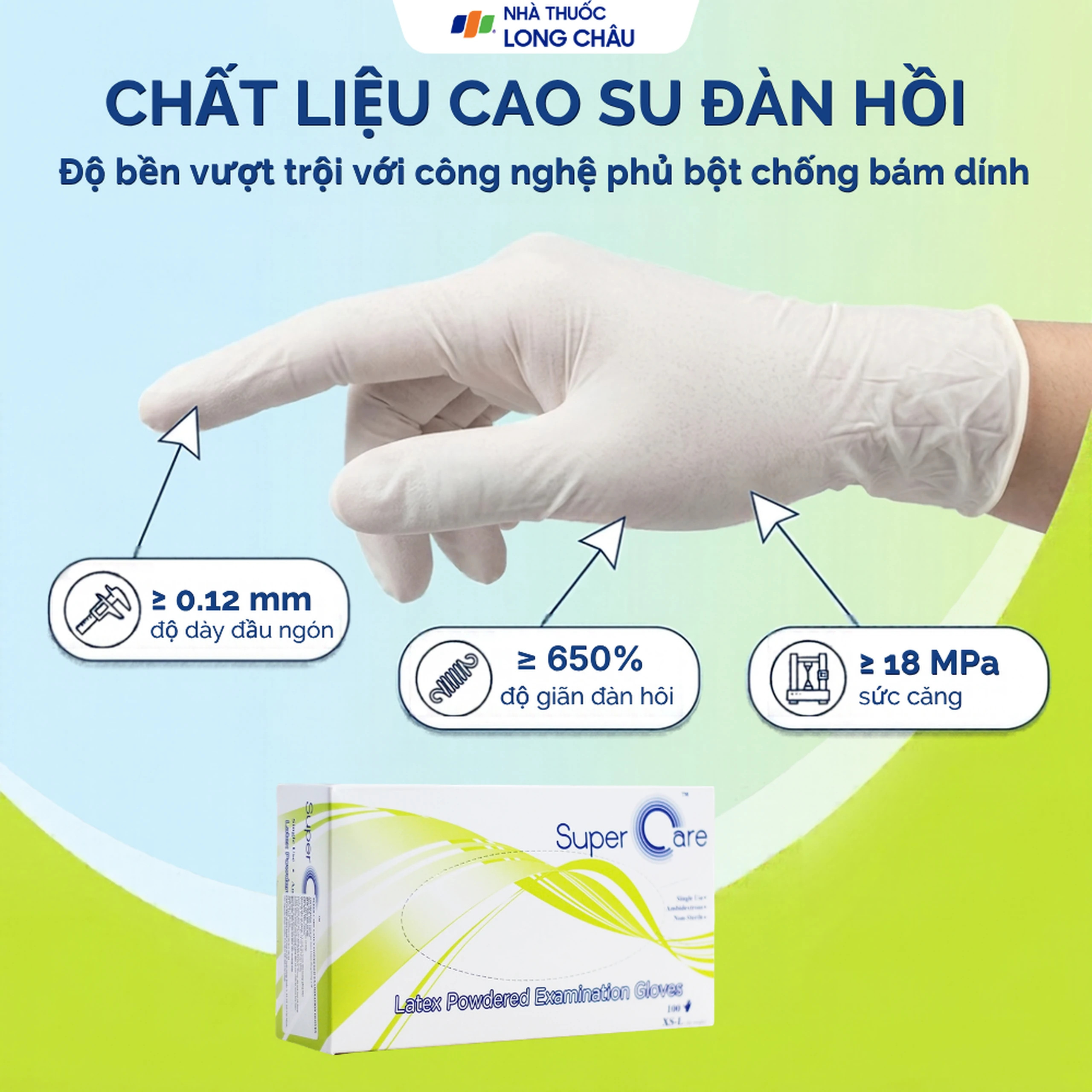 Găng tay y tế có bột Super Care size M (100 cái) Latex Powdered Examination 3
