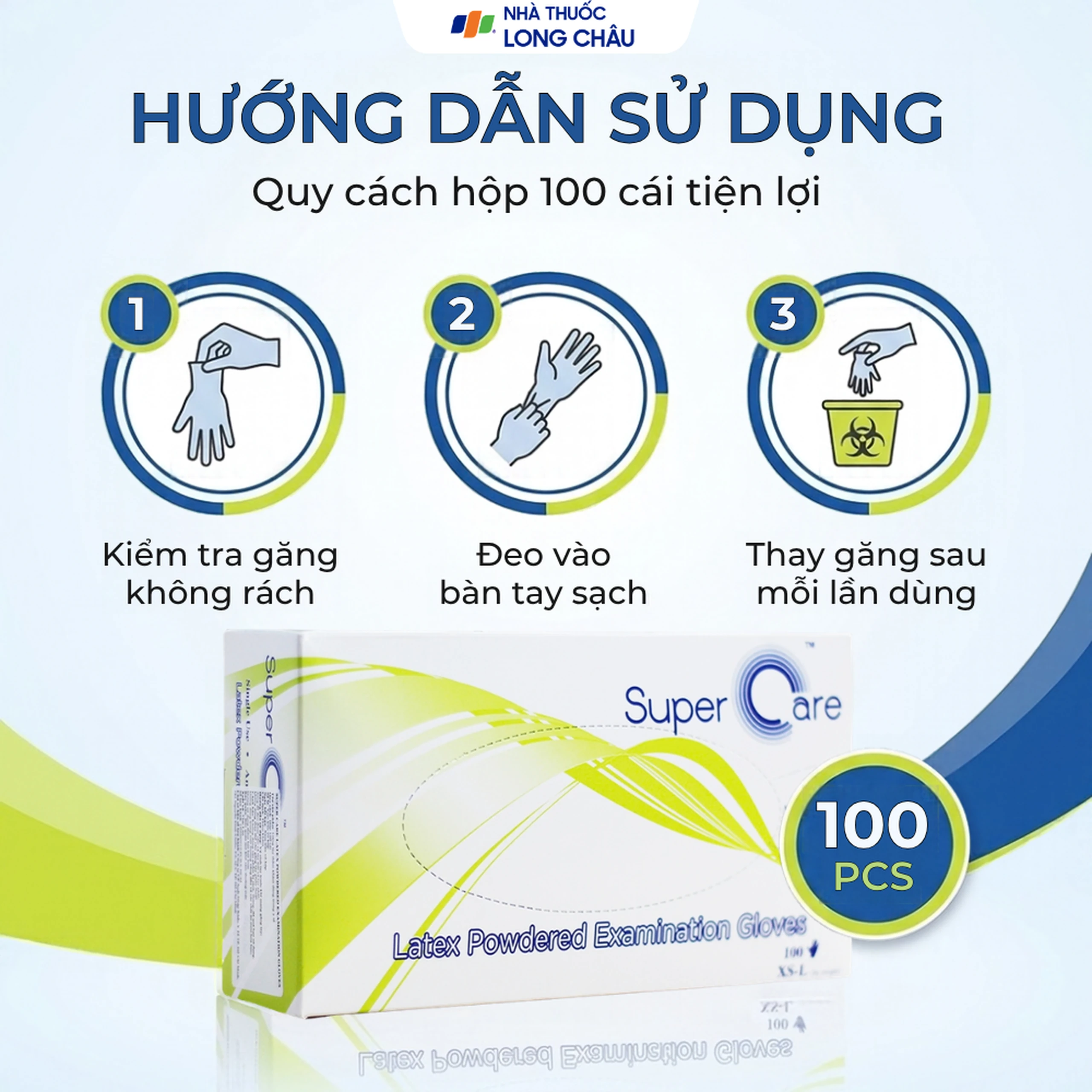 Găng tay y tế có bột Super Care size M (100 cái) Latex Powdered Examination 5