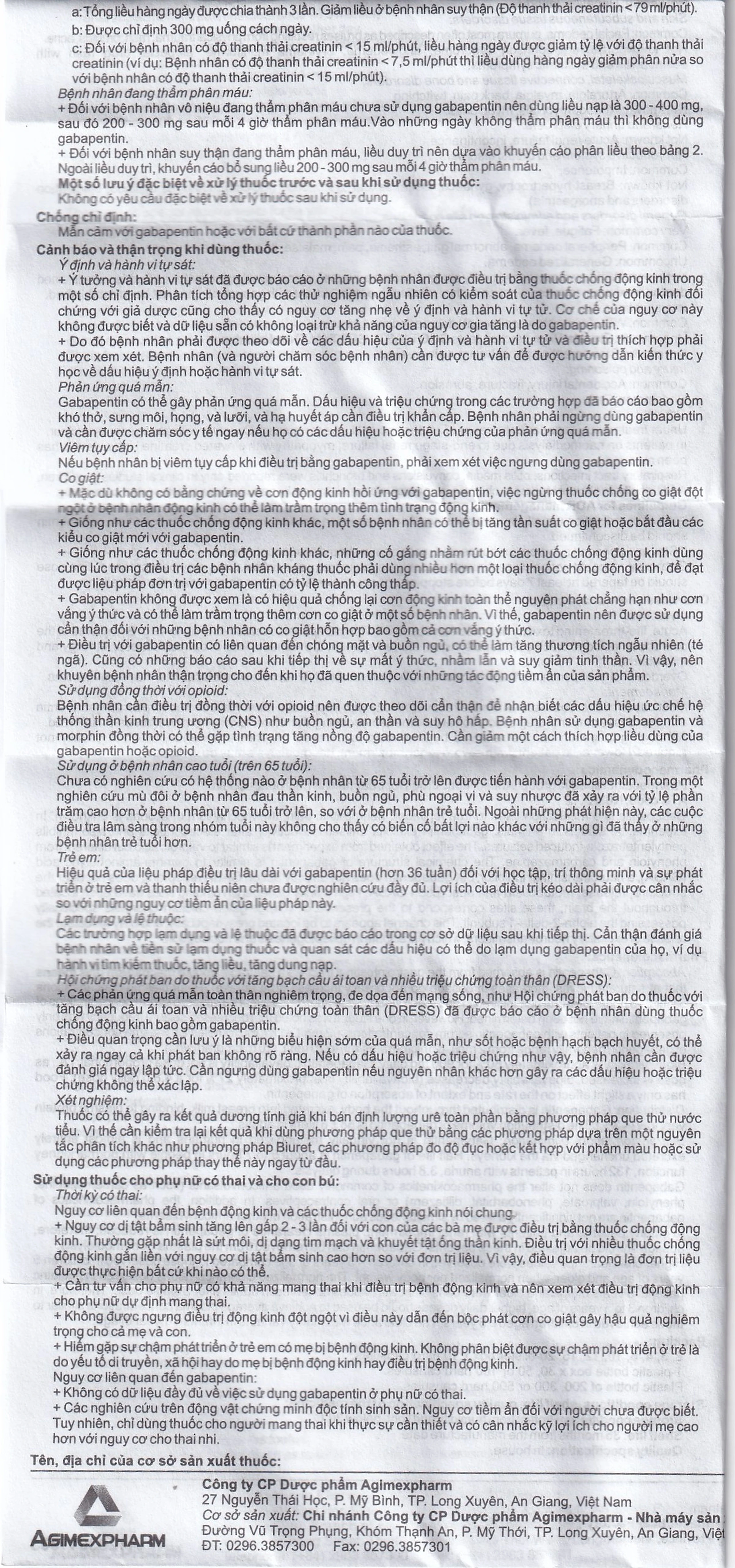 Thuốc Gaptinew 300mg Agimexpharm điều trị động kinh và đau thần kinh ngoại biên (10 vỉ x 10 viên)