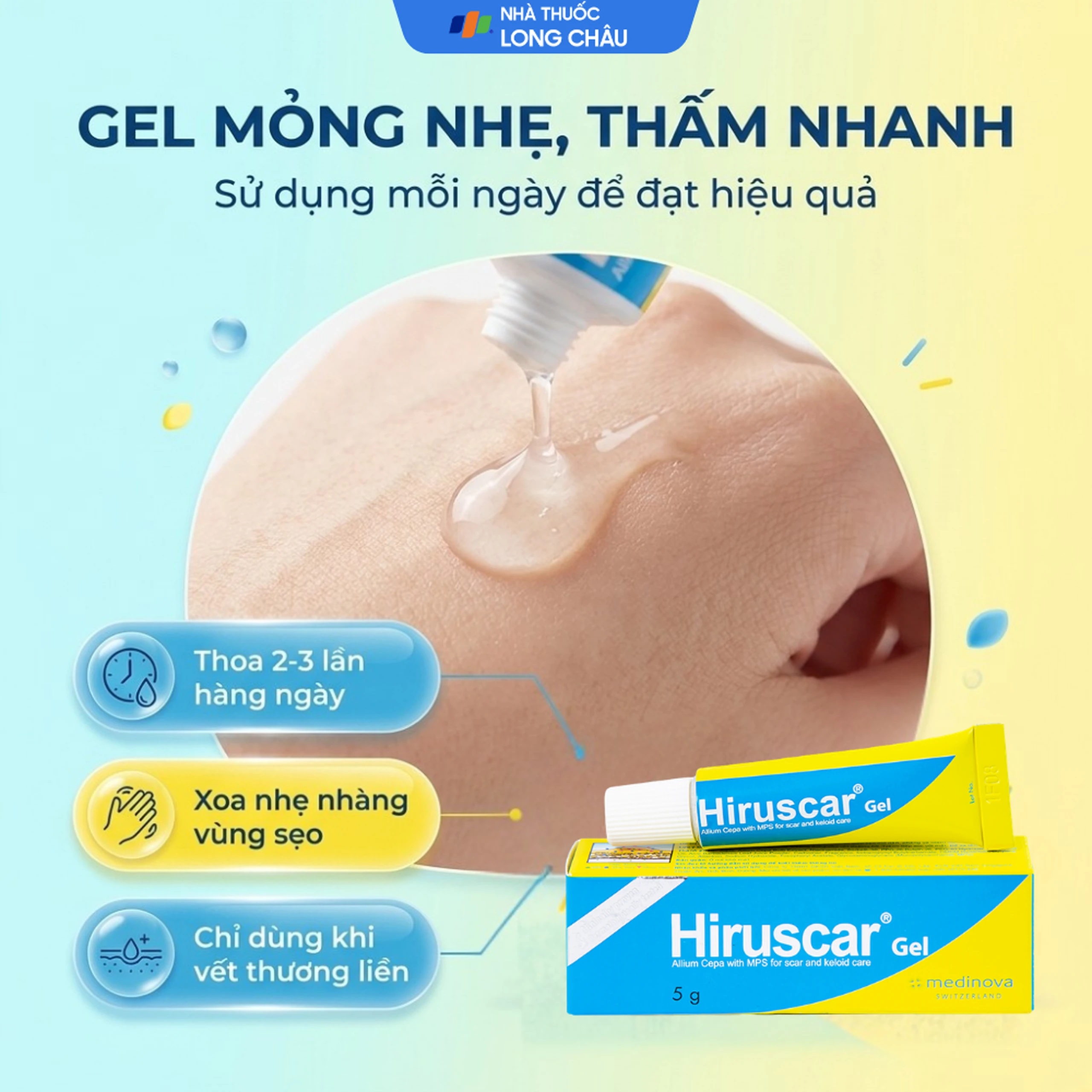 Gel bôi Hiruscar giúp làm mờ vết sẹo (5g) 5