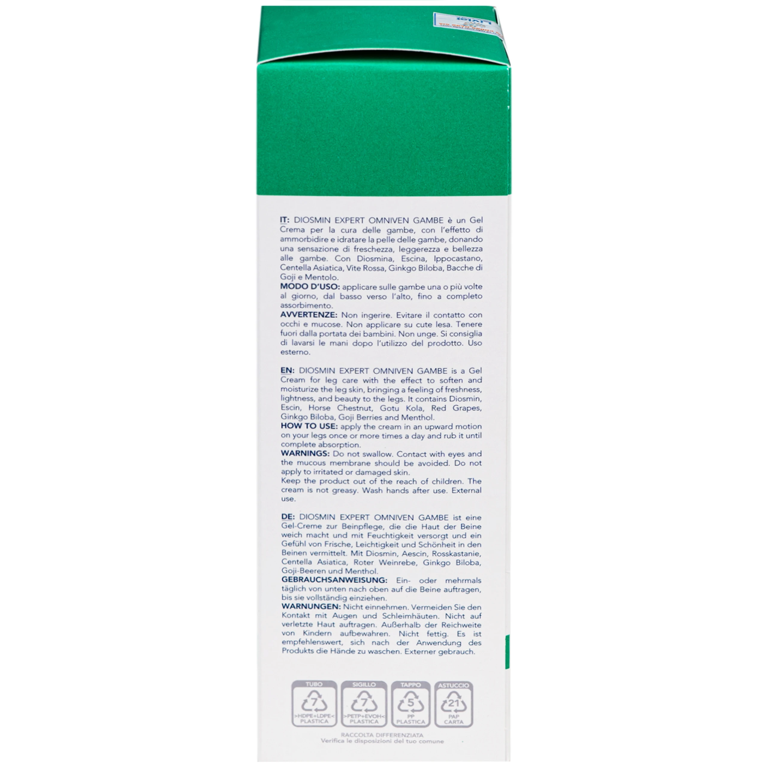 Gel bôi suy giãn tĩnh mạch chân Diosmin Expert Omniven Gambe (150ml) 3