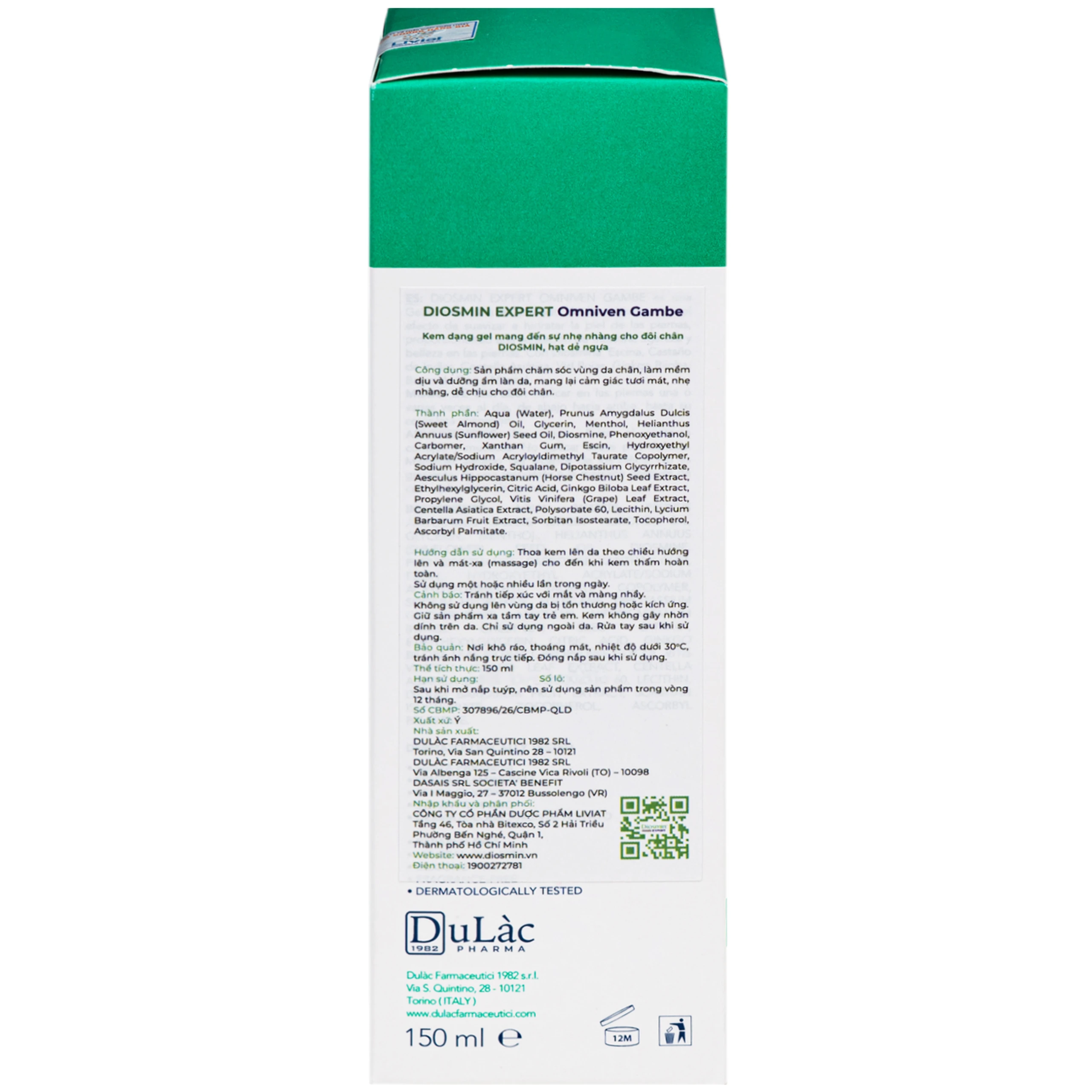 Gel bôi suy giãn tĩnh mạch chân Diosmin Expert Omniven Gambe (150ml) 4