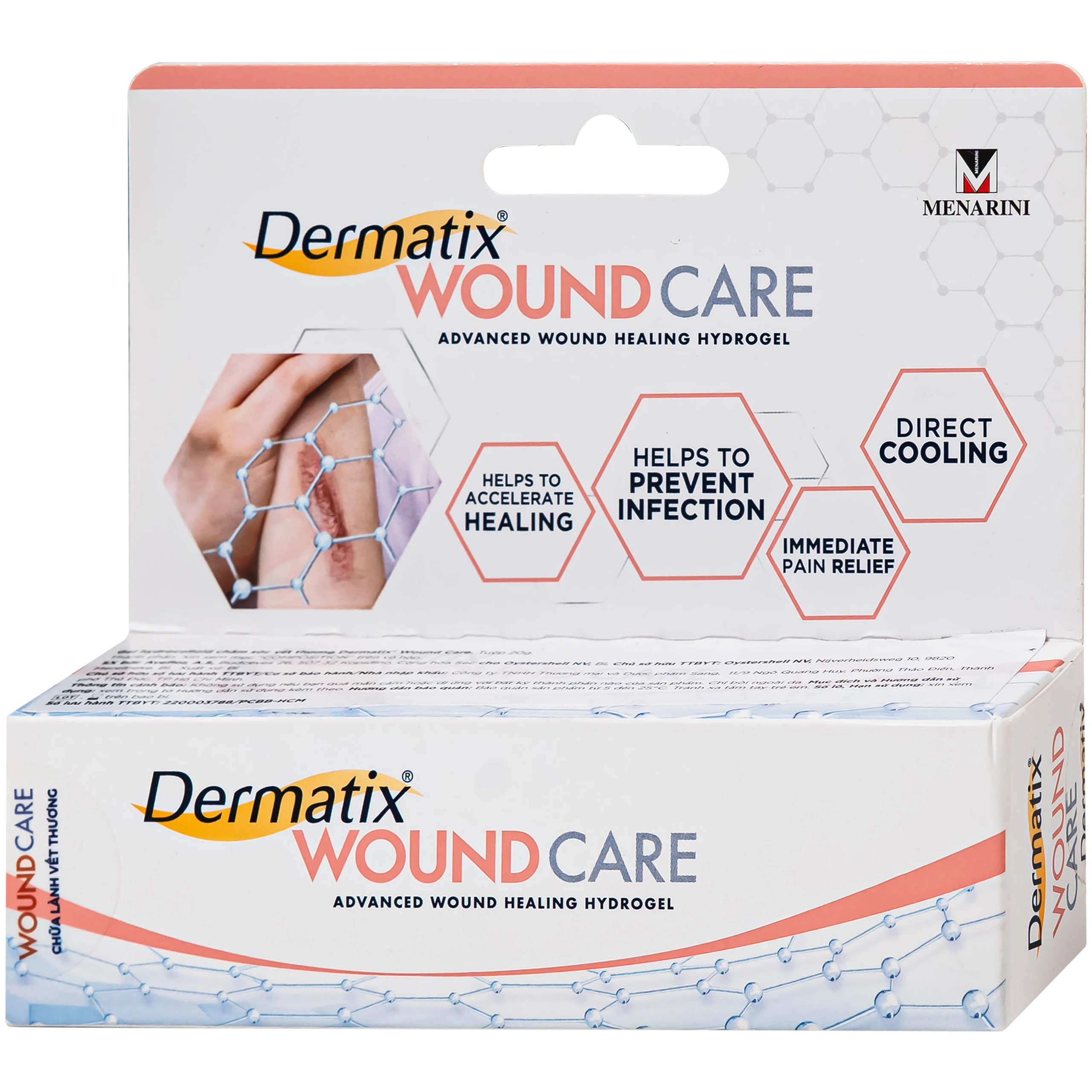Gel bôi vết thương hở Dermatix Wound Care Menarini giúp làm lành nhanh vết thương và bỏng (Hộp 20g)