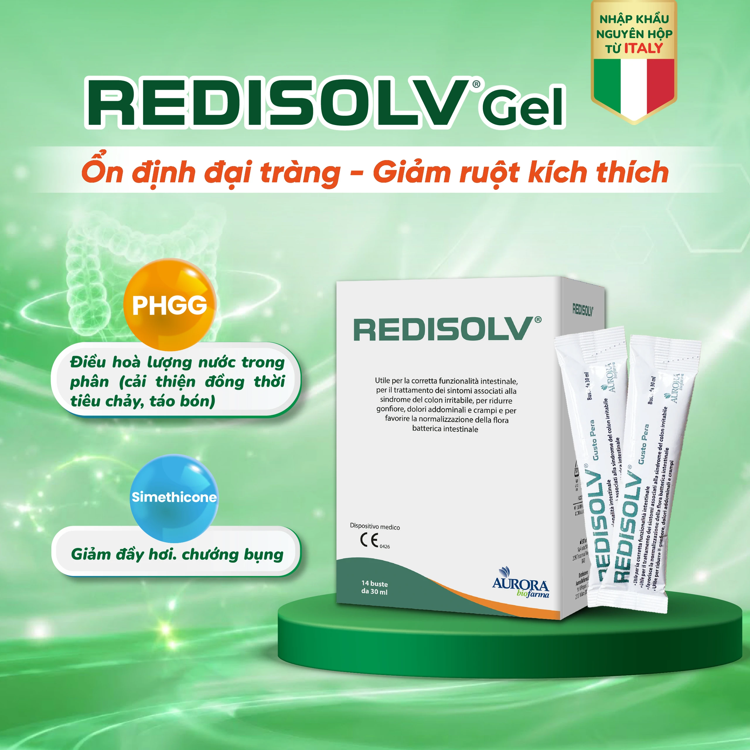 Gel Redisolv Aurora điều trị hội chứng ruột kích thích (IBS) (14 gói) giảm ngay triệu chứng tiêu chảy, đầy hơi, chướng bụng, rối loạn phân 3