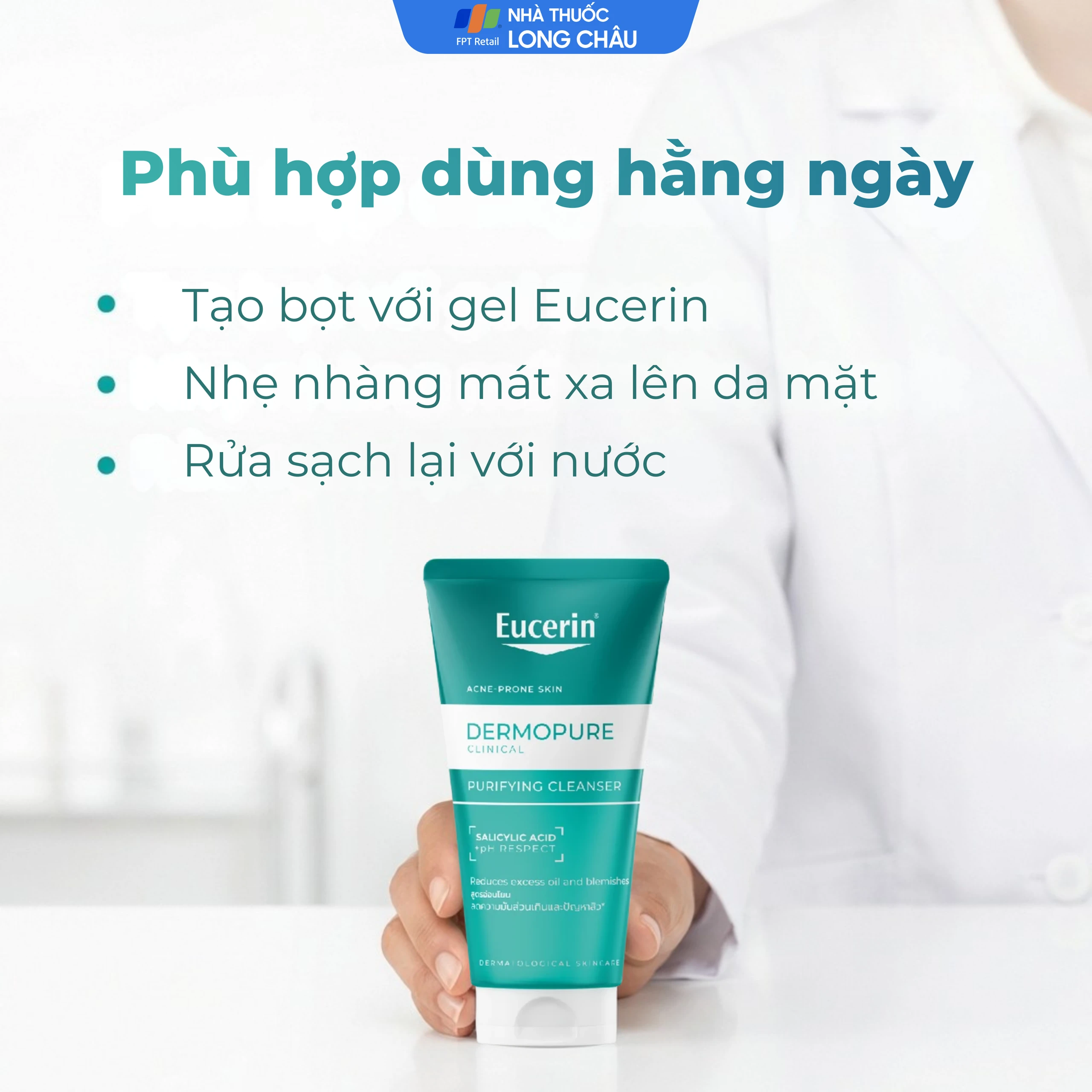 Gel rửa mặt Eucerin Dermopure Clinical Purifying Clearser dành cho da mụn (75ml)