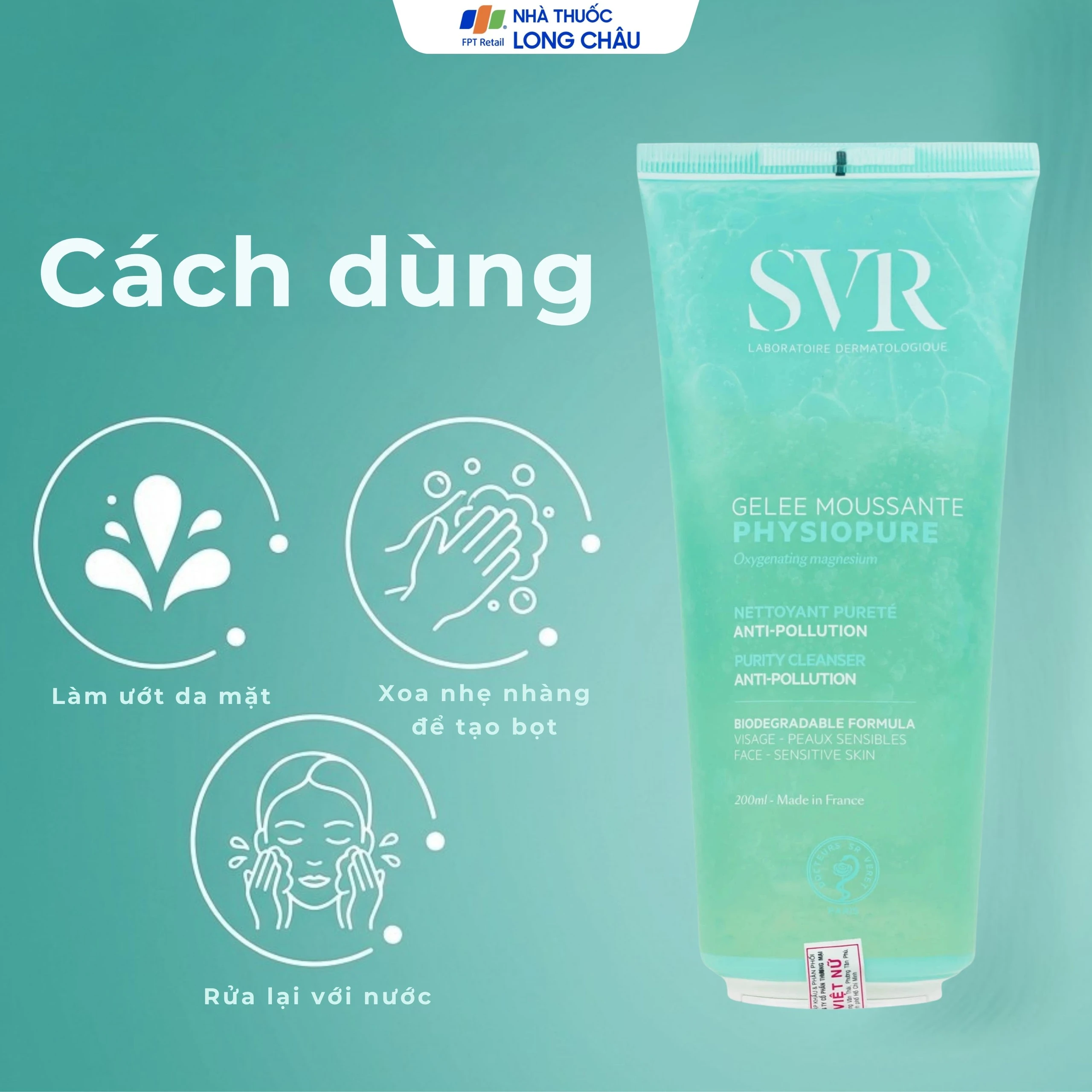 Gel rửa mặt SVR Physiopure Gelee Moussante dành cho da nhạy cảm (200ml)