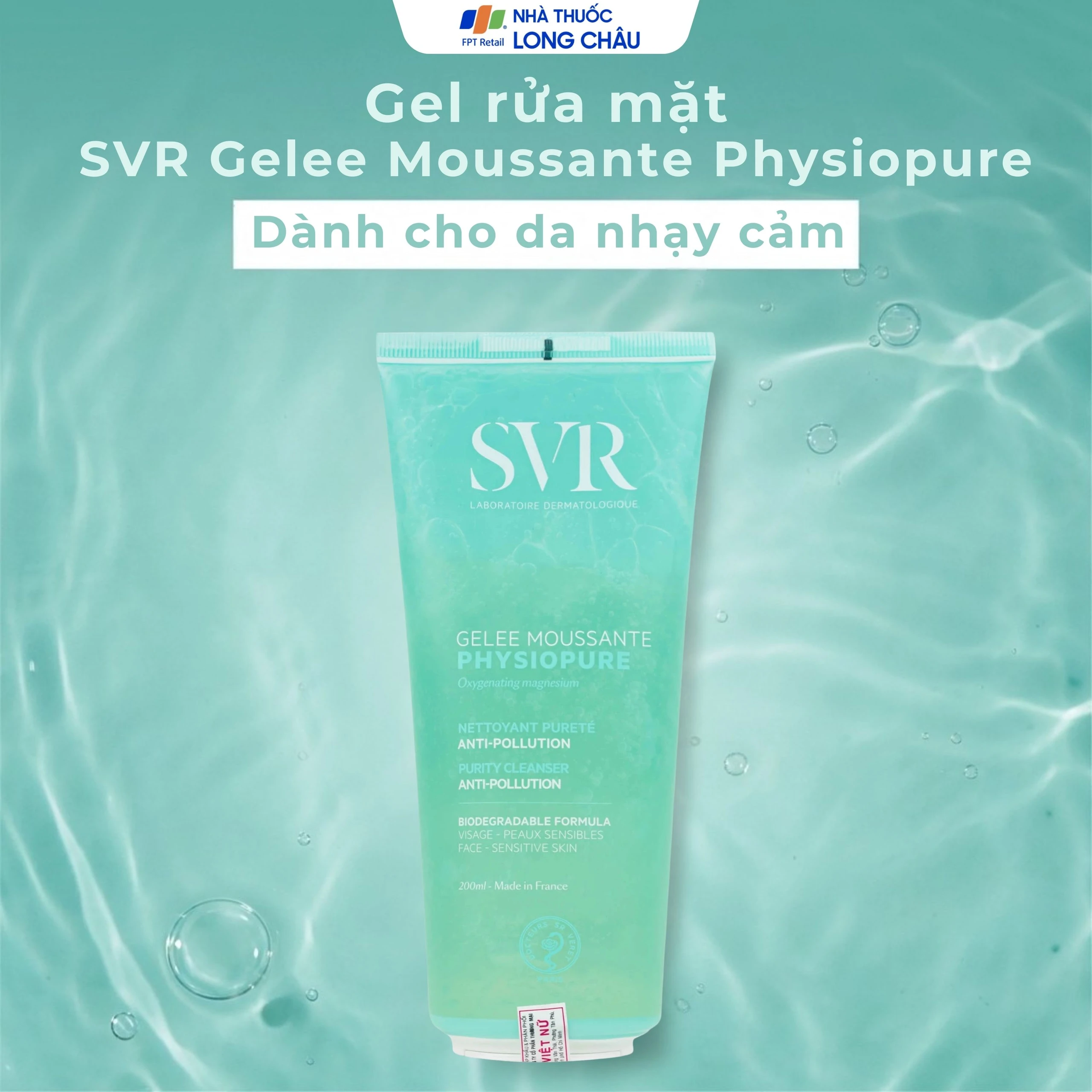 Gel rửa mặt SVR Physiopure Gelee Moussante dành cho da nhạy cảm (200ml)