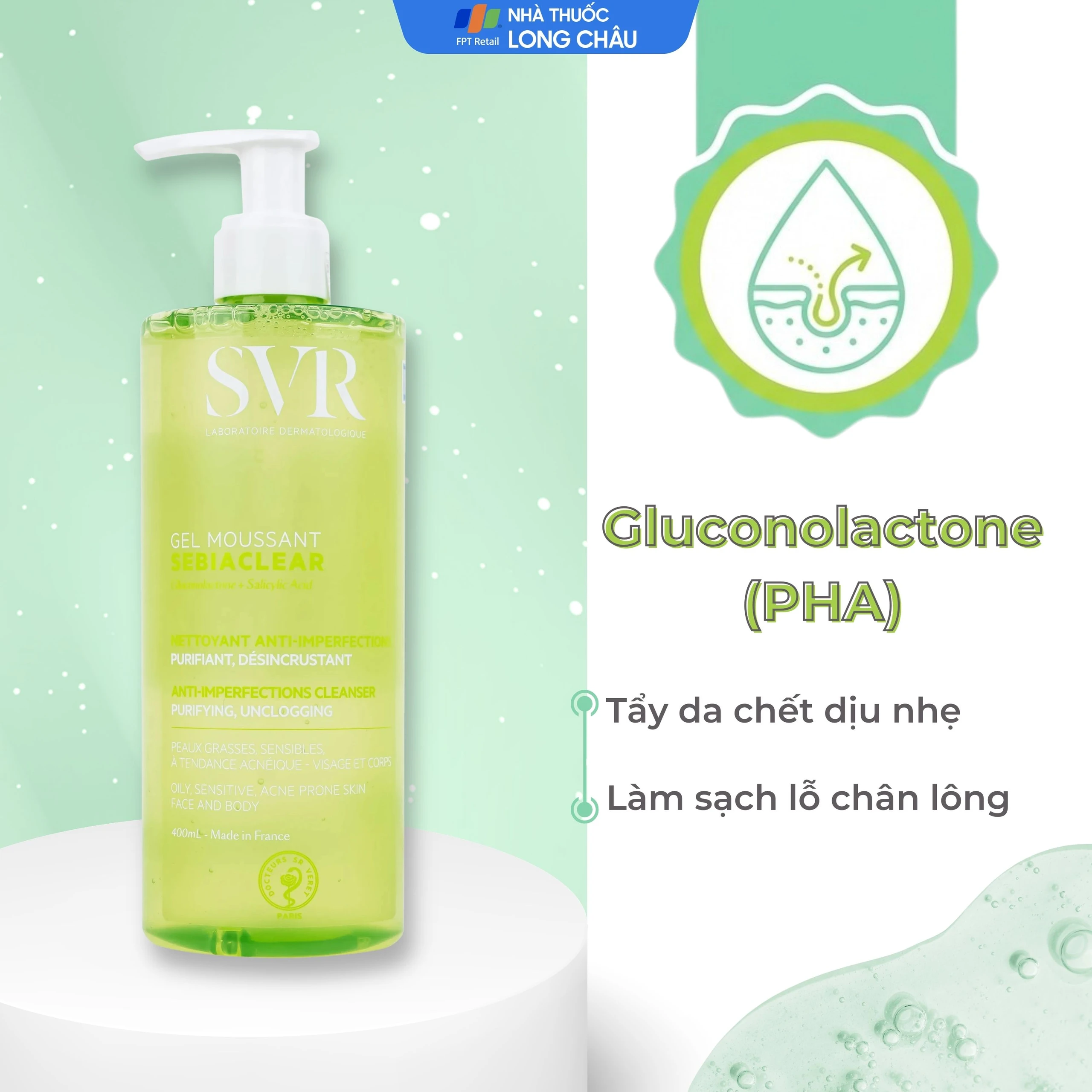 Gel rửa mặt SVR Sebiaclear Moussant làm sạch và giảm dầu cho da dầu (400ml)