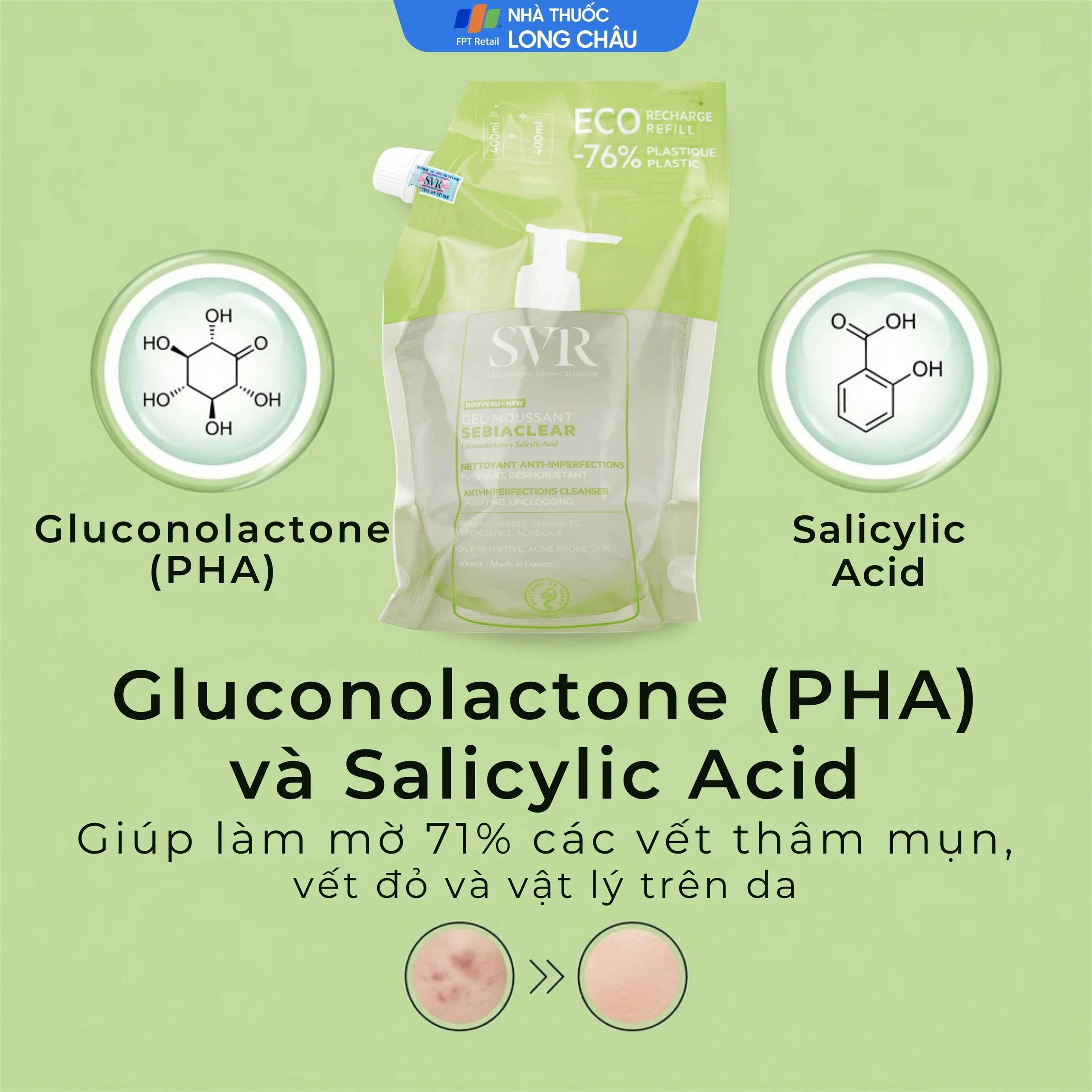 Gel rửa mặt SVR Sebiaclear Moussant làm sạch và giảm dầu cho da dầu (400ml)