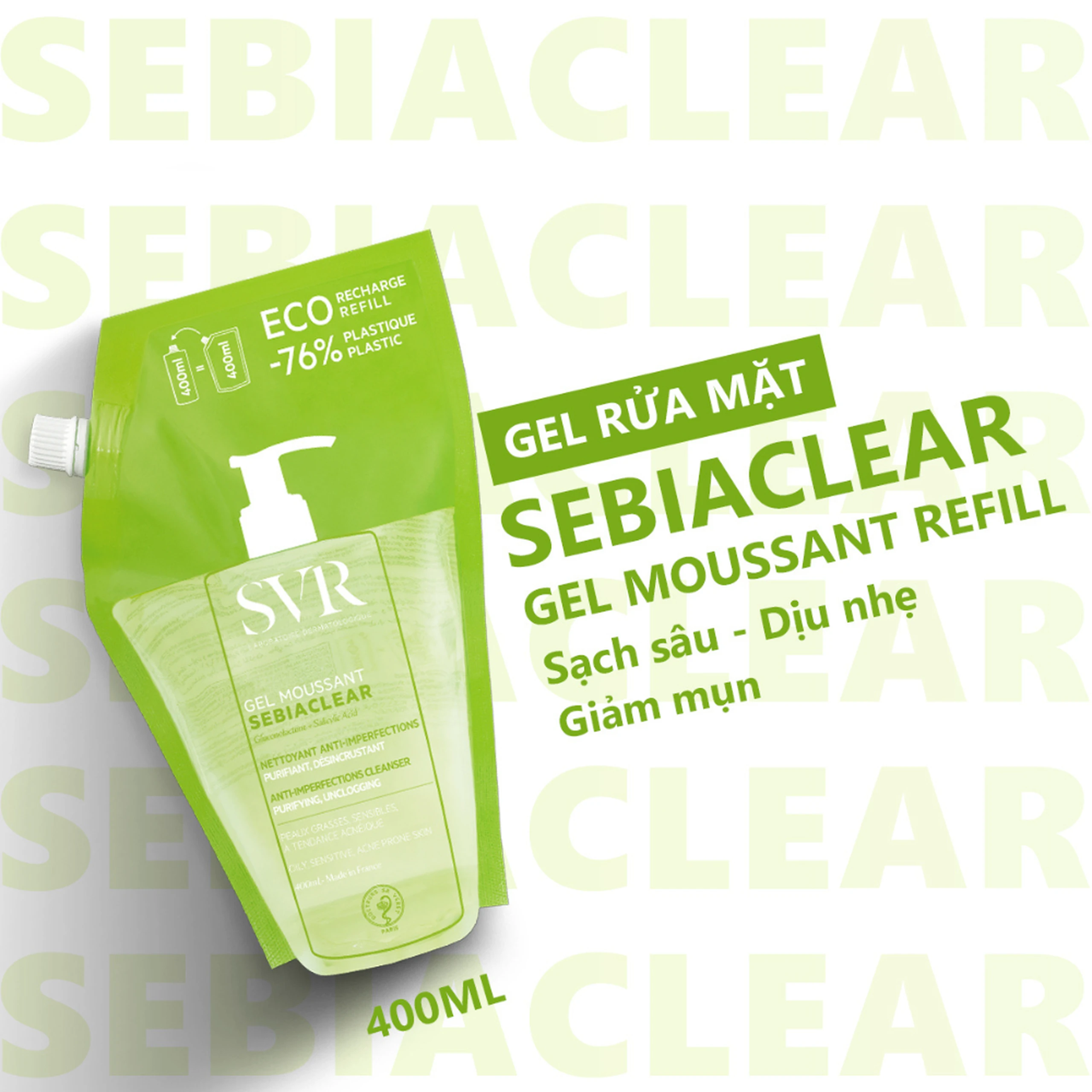 Gel rửa mặt SVR Sebiaclear Moussant làm sạch và giảm dầu cho da dầu (400ml) 2