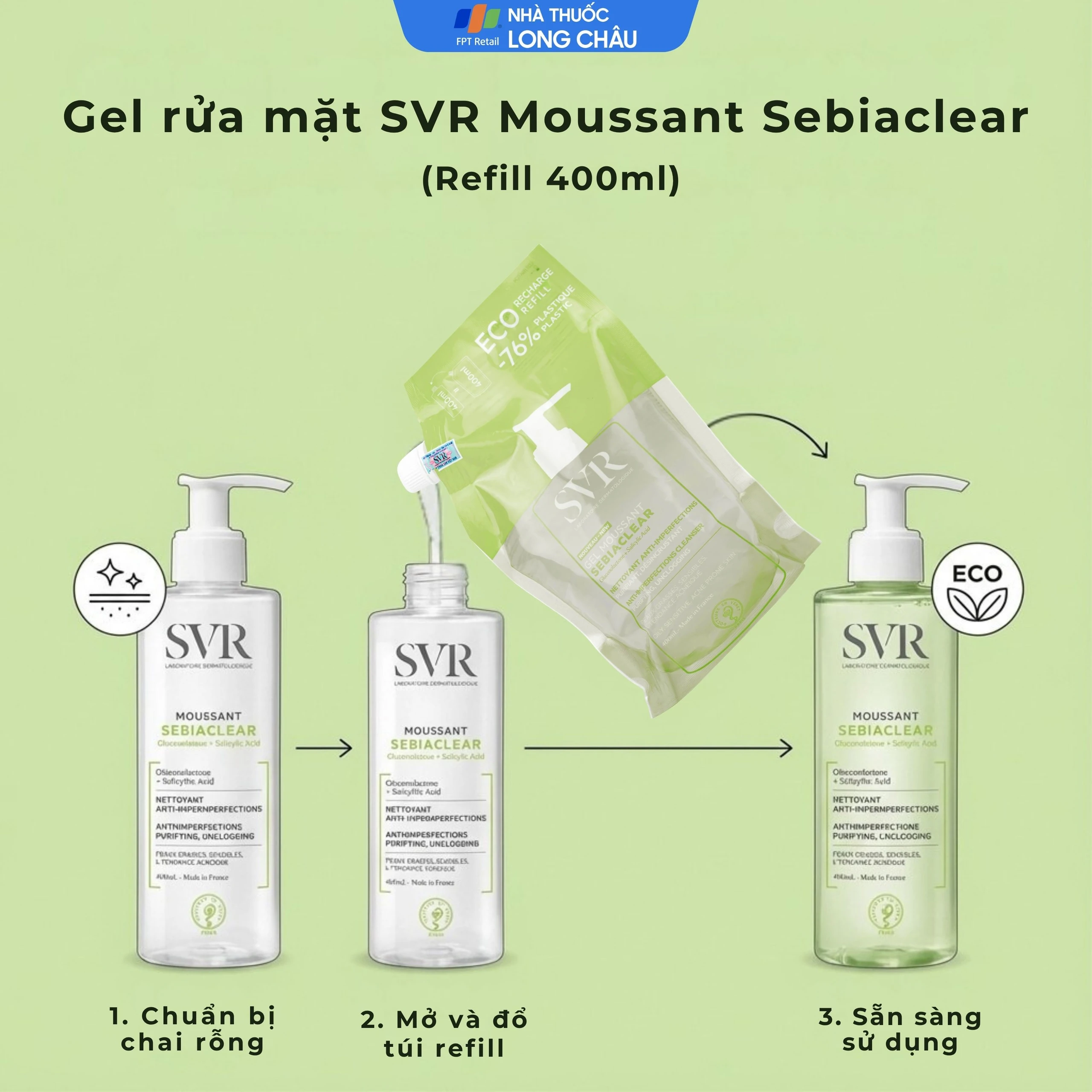 Gel rửa mặt SVR Sebiaclear Moussant làm sạch và giảm dầu cho da dầu (400ml)