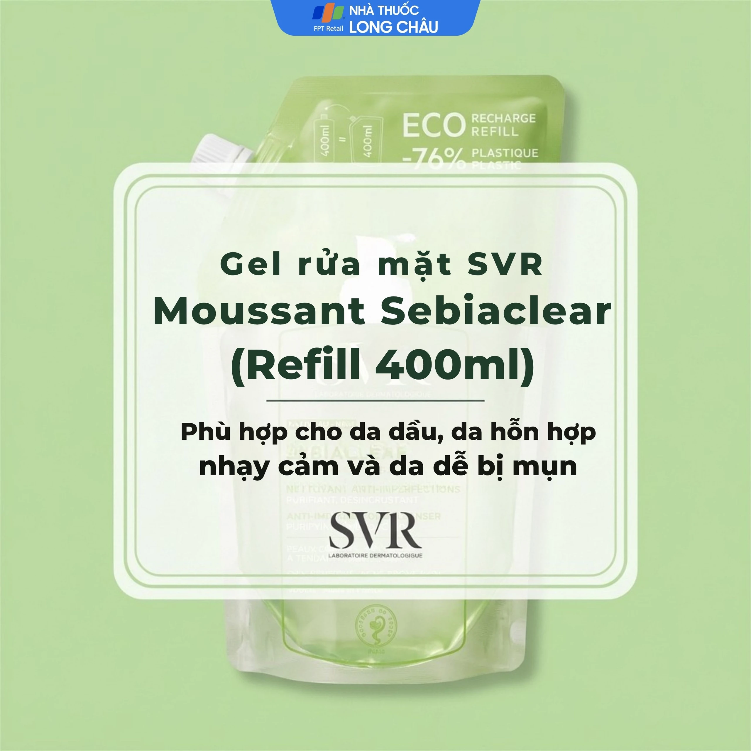 Gel rửa mặt SVR Sebiaclear Moussant làm sạch và giảm dầu cho da dầu (400ml)