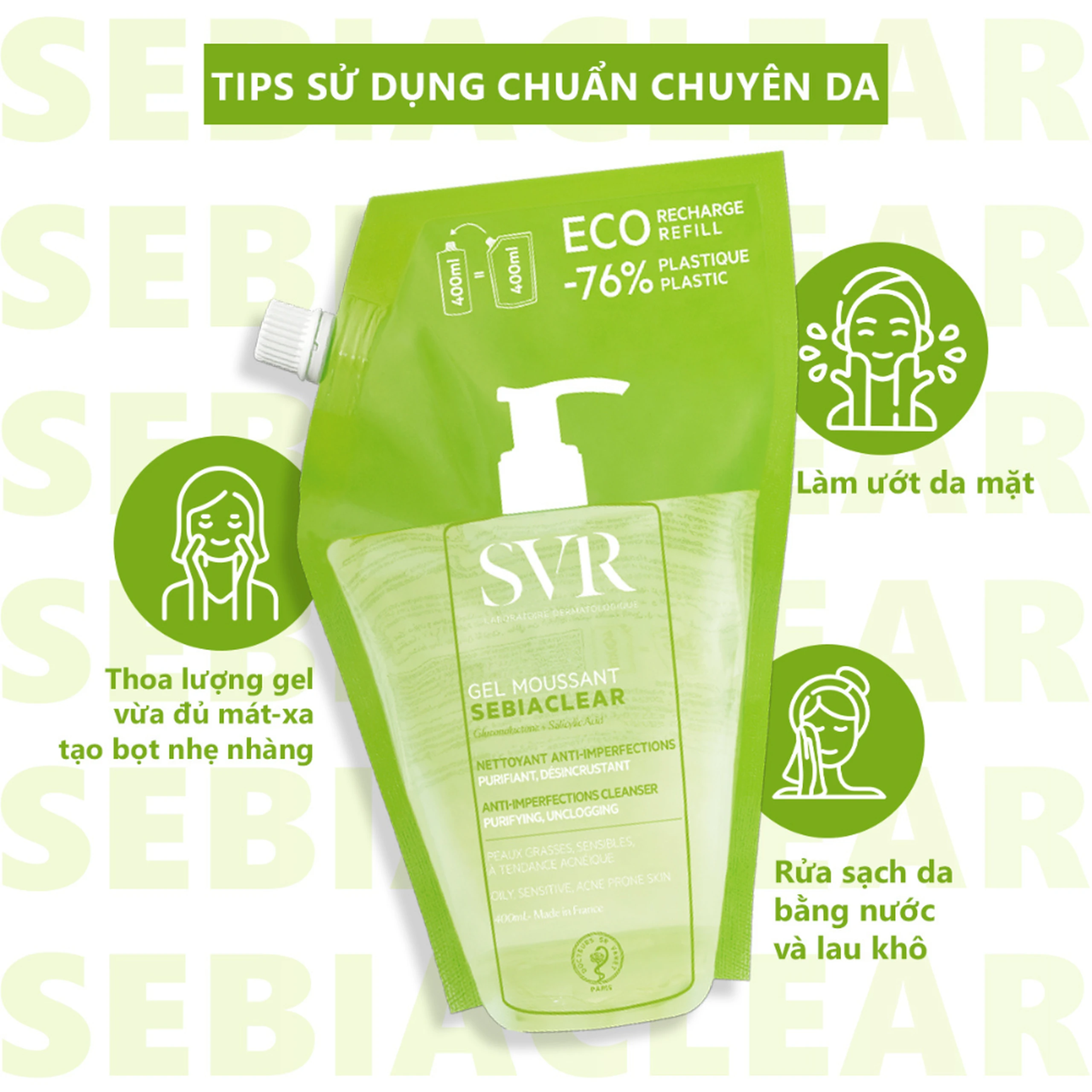 Gel rửa mặt SVR Sebiaclear Moussant làm sạch và giảm dầu cho da dầu (400ml) 5