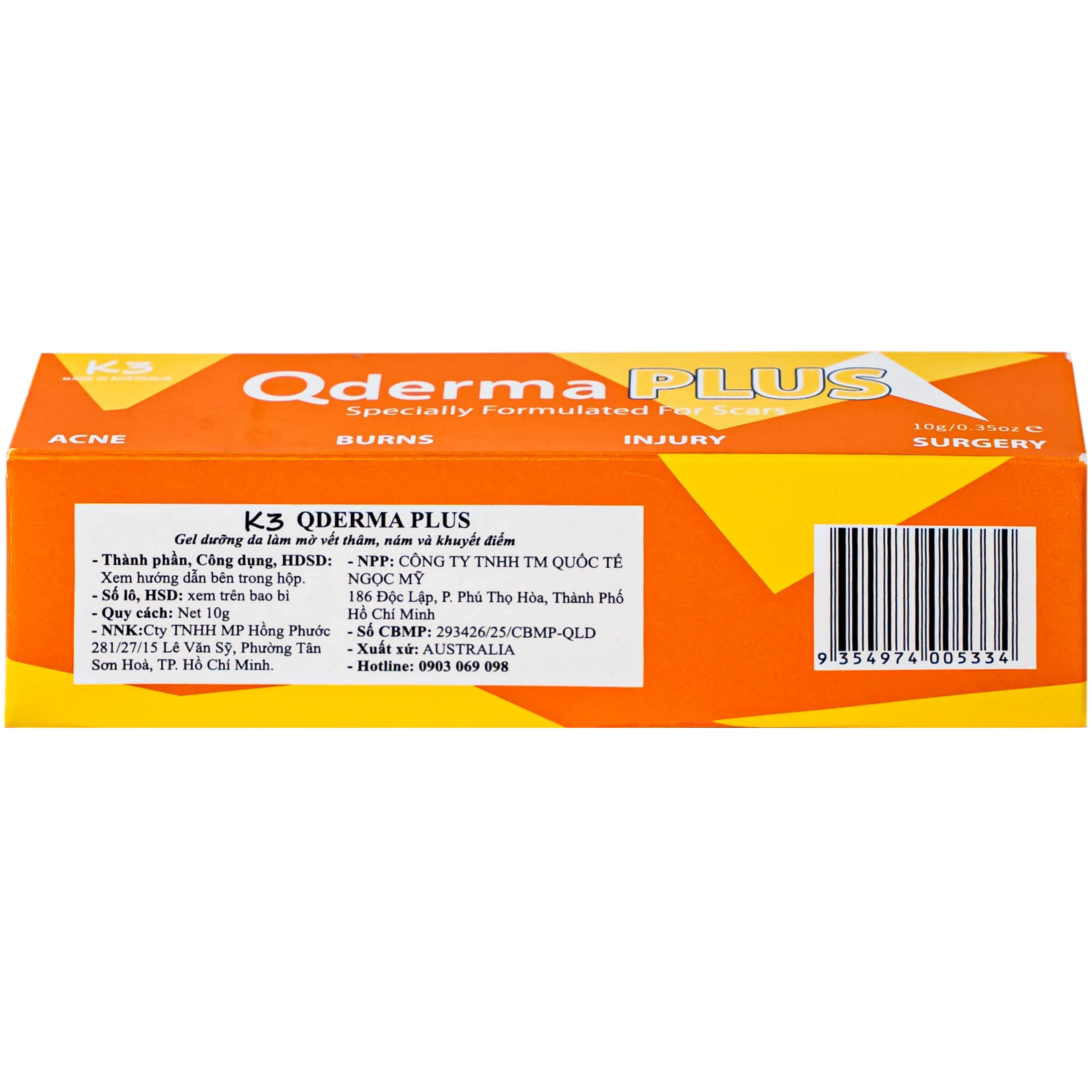 Gel phục hồi da Qderma plus giúp cải thiện tình trạng sẹo (10g)