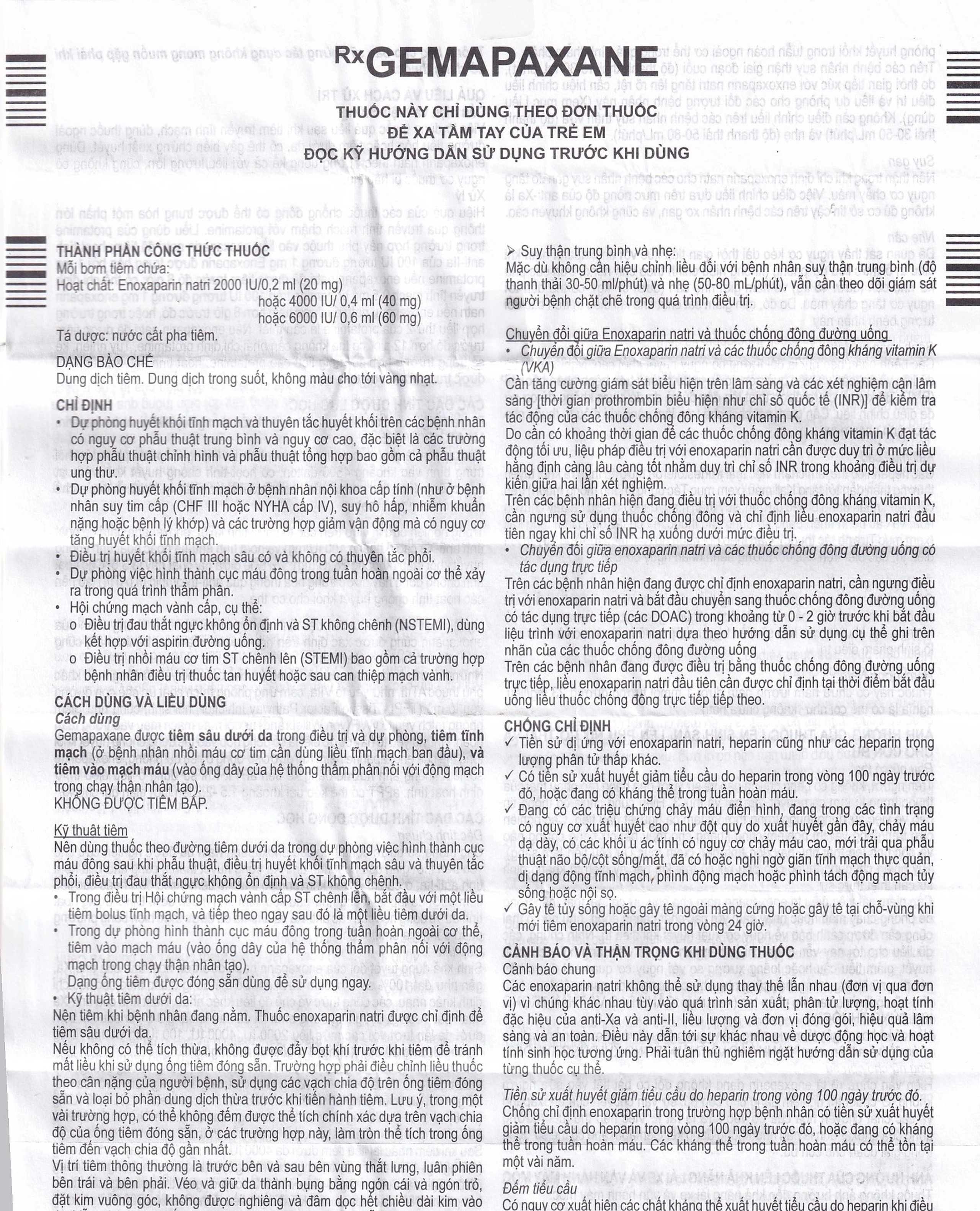 Thuốc tiêm Gemapaxane 4000/0.4ml Italfarmaco dự phòng huyết khối tĩnh mạch (6 bơm tiêm)