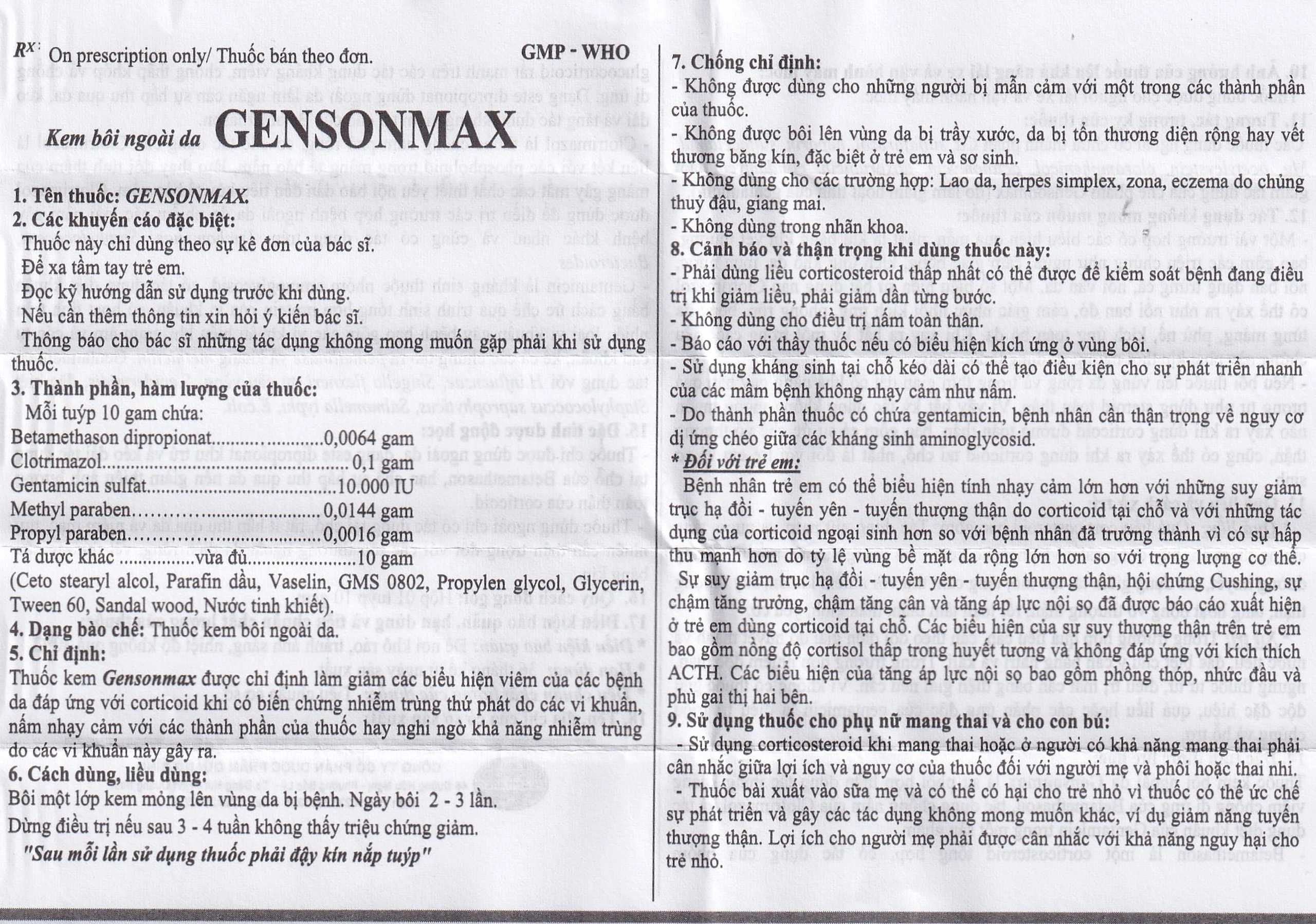 Kem bôi da Gensonmax Quapharco giảm biểu hiện viêm của các bệnh về da (10g)