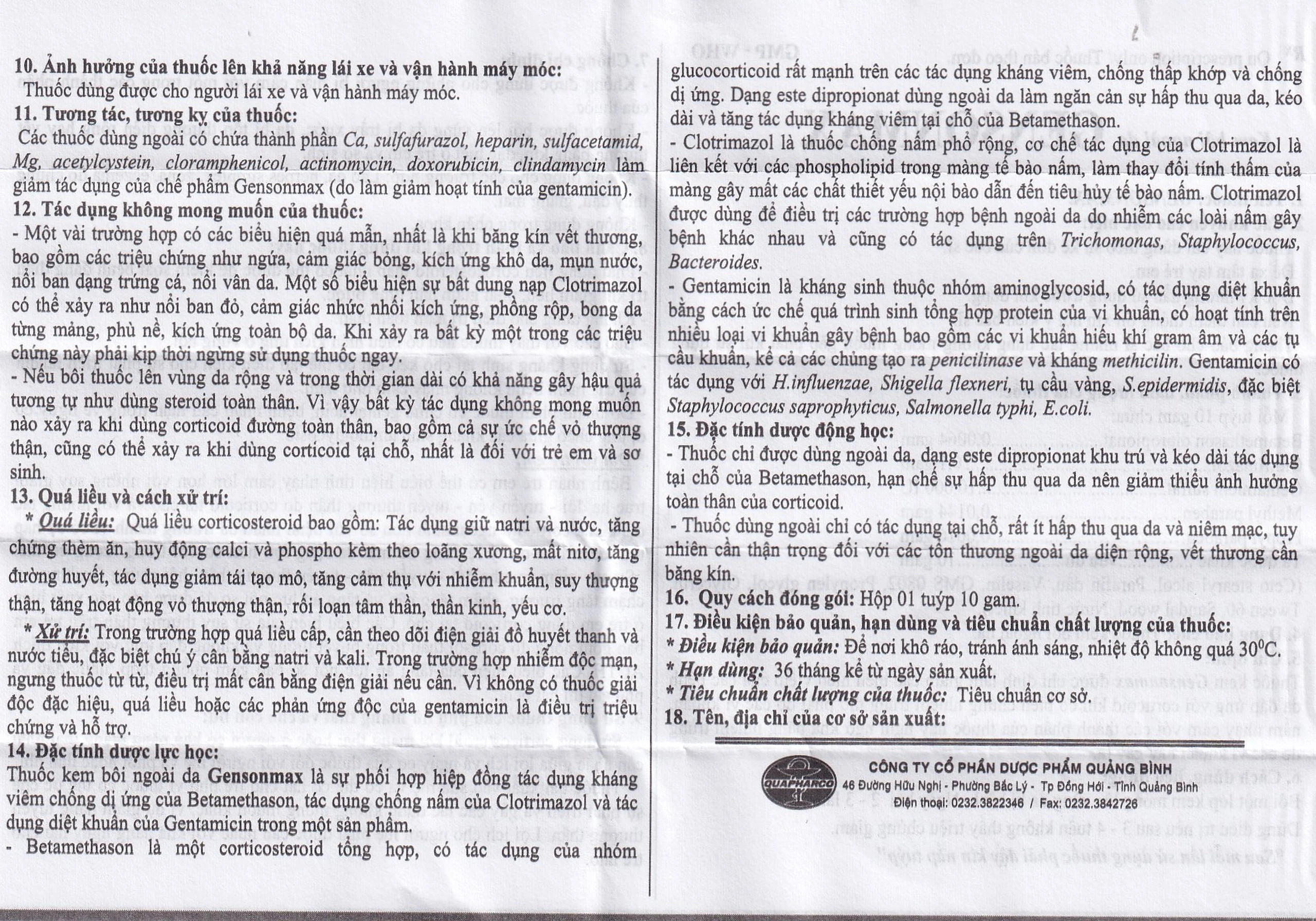 Kem bôi da Gensonmax Quapharco giảm biểu hiện viêm của các bệnh về da (10g)