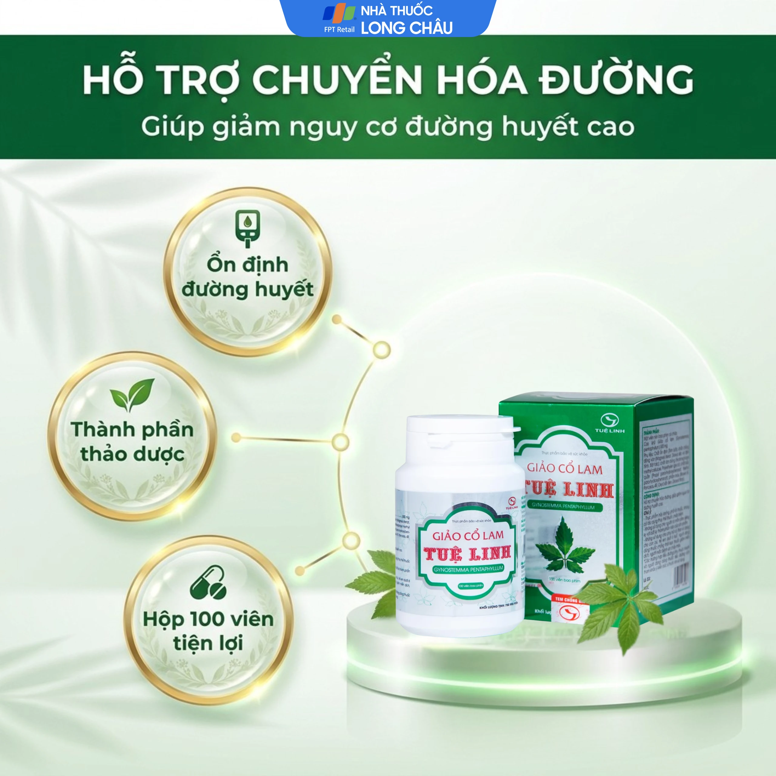 Viên giúp giảm nguy cơ đường huyết cao Giảo Cổ Lam Tuệ Linh (100 viên) 3
