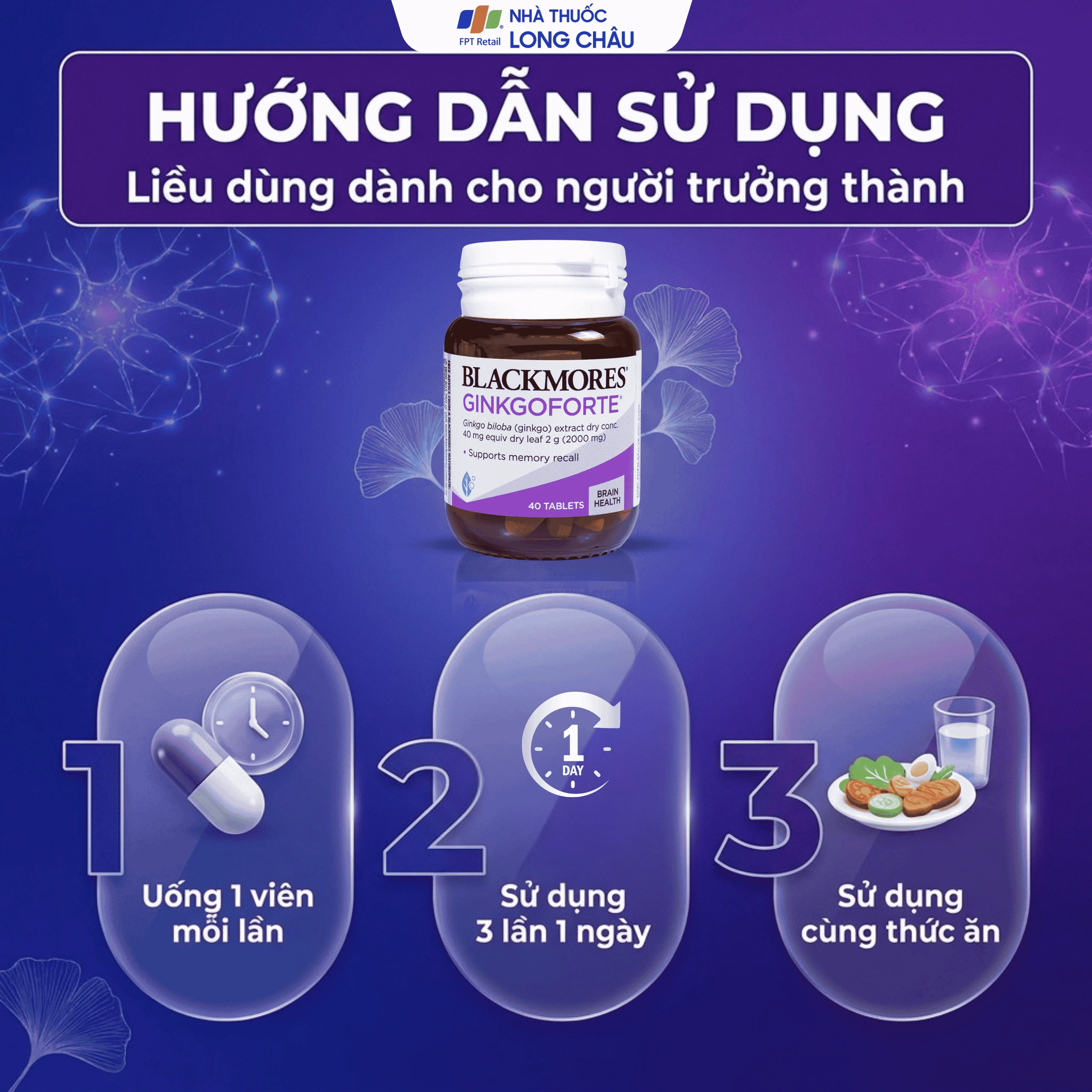 Viên uống Blackmores Ginkgo Forte hỗ trợ tuần hoàn máu não (40 viên) 5