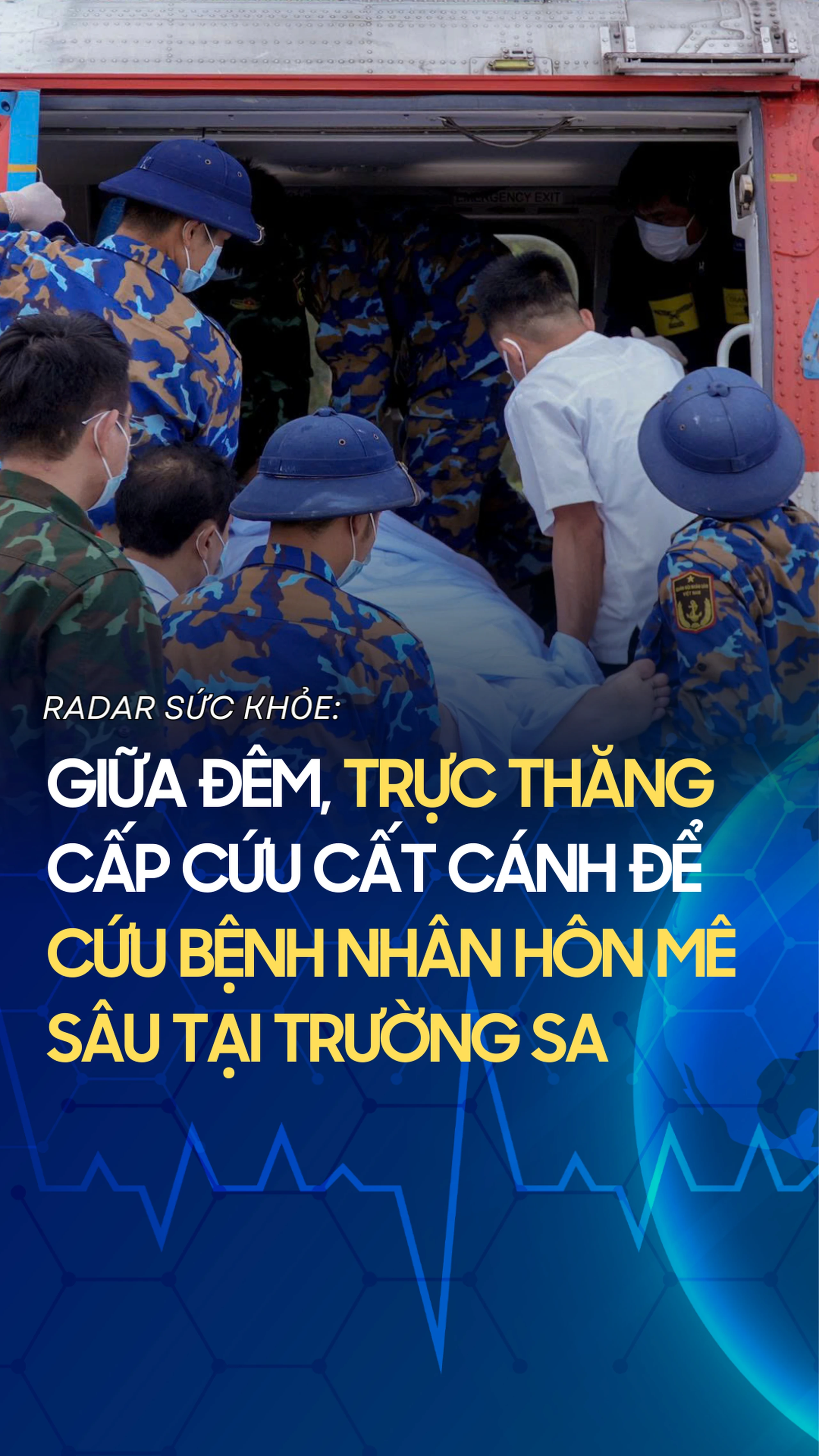 Giữa đêm, trực thăng cấp cứu cất cánh để cứu bệnh nhân hôn mê sâu tại Trường Sa