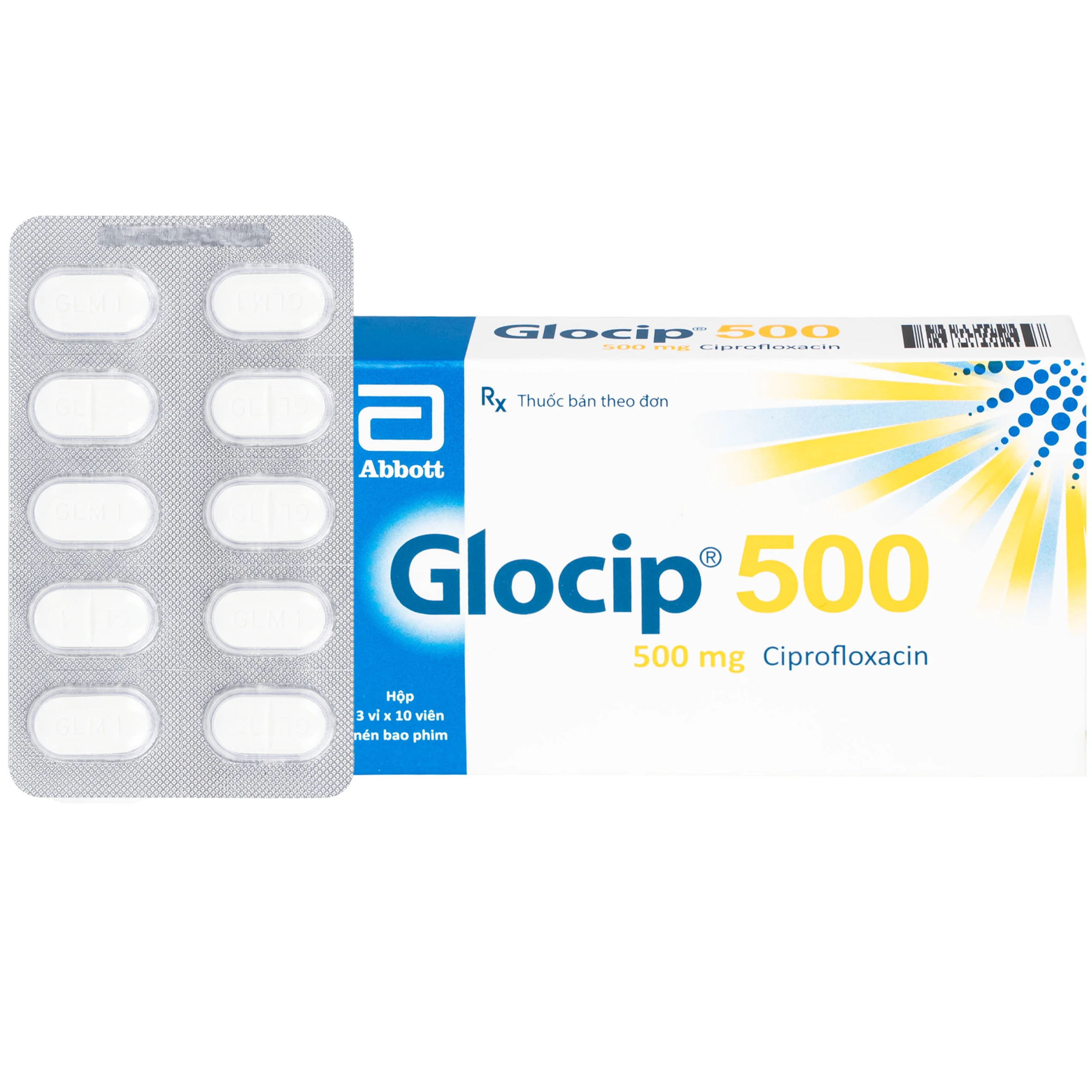 Thuốc Glocip 500 Glomed điều trị nhiễm khuẩn (3 vỉ x 10 viên) 1