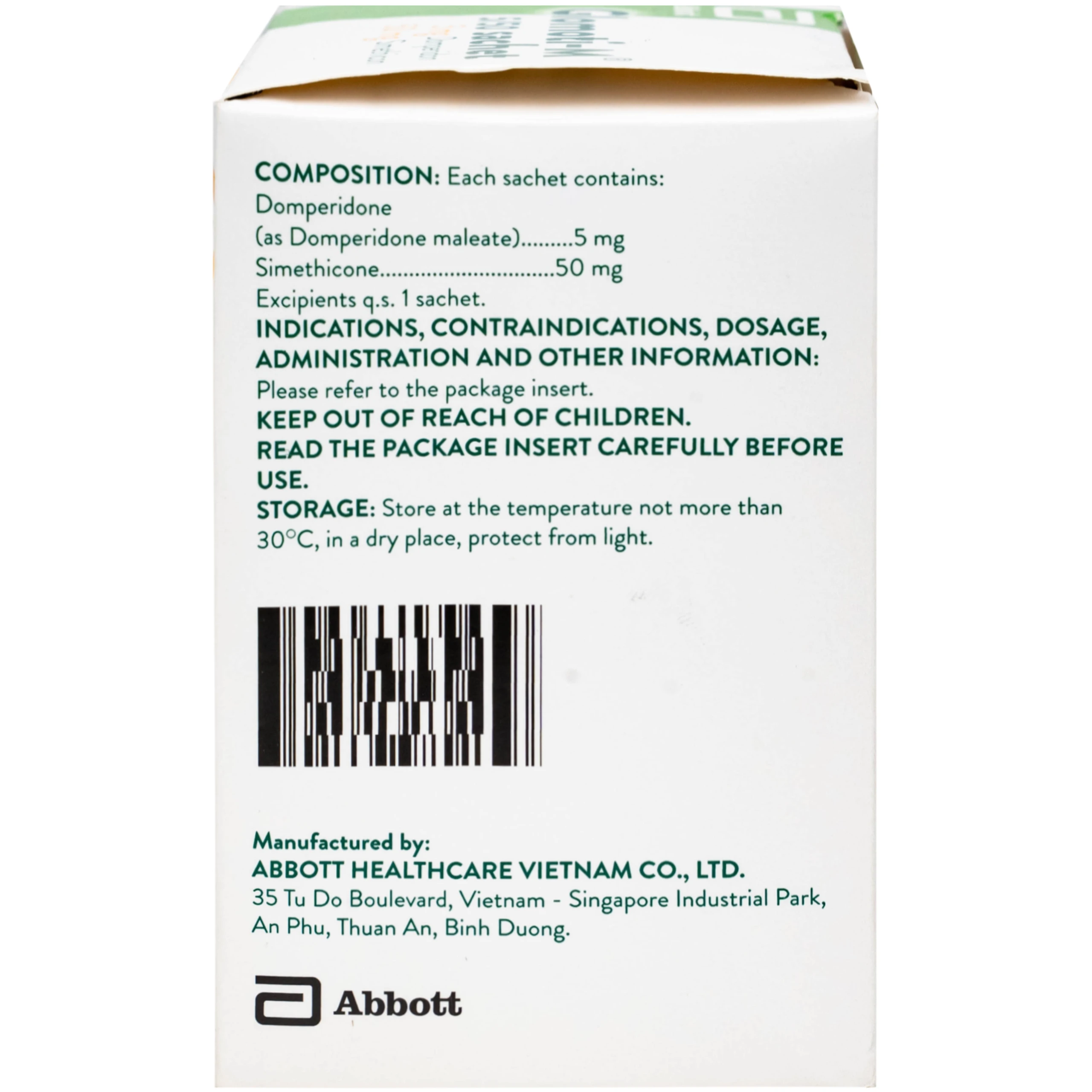 Thuốc bột Glomoti-M 5/50mg sachet Abbott điều trị triệu chứng buồn nôn (25 gói x 1.5g)