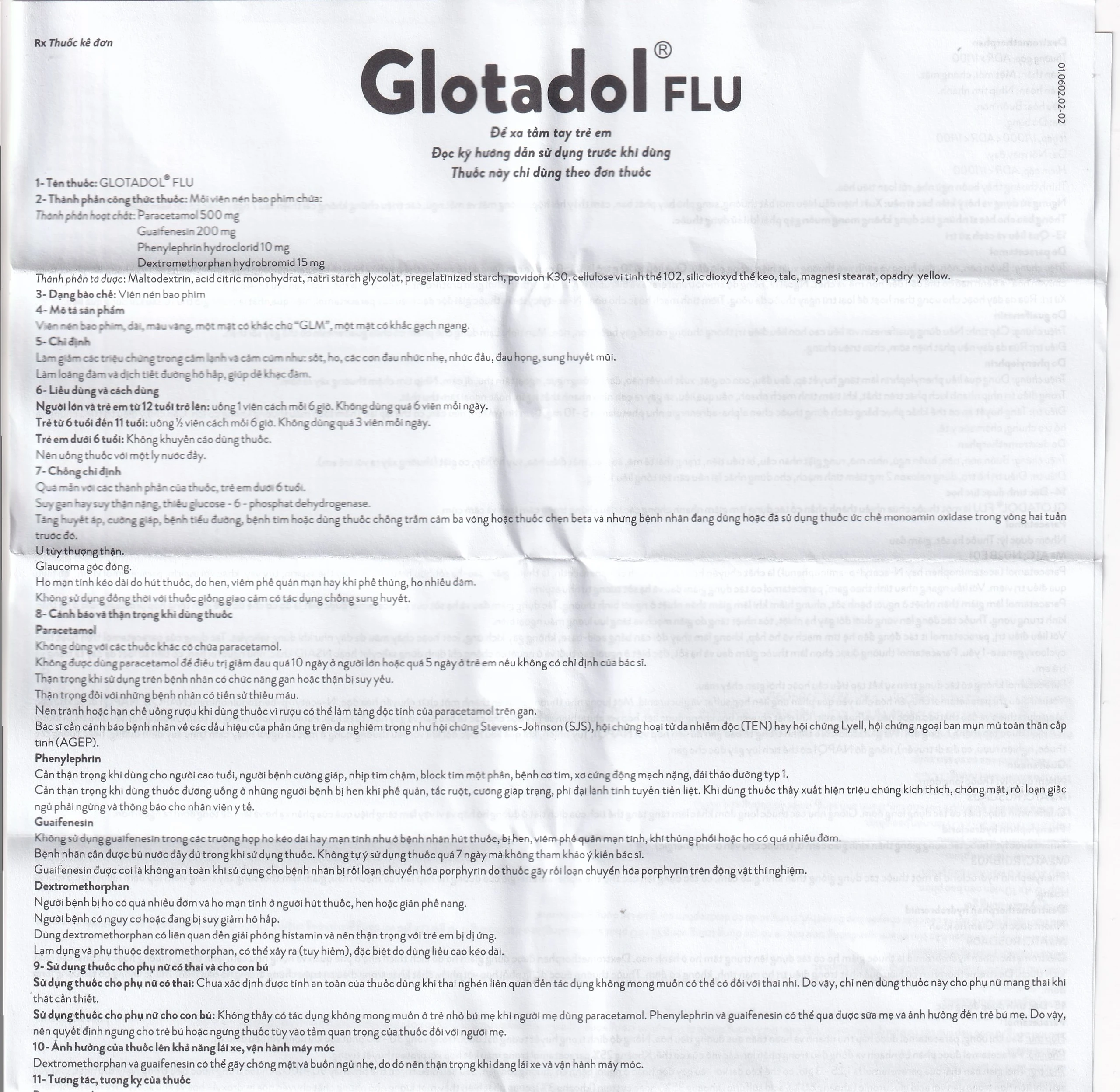 Thuốc Glotadol Flu Glomed hỗ trợ hạ sốt và long đàm (10 vỉ x 10 viên)