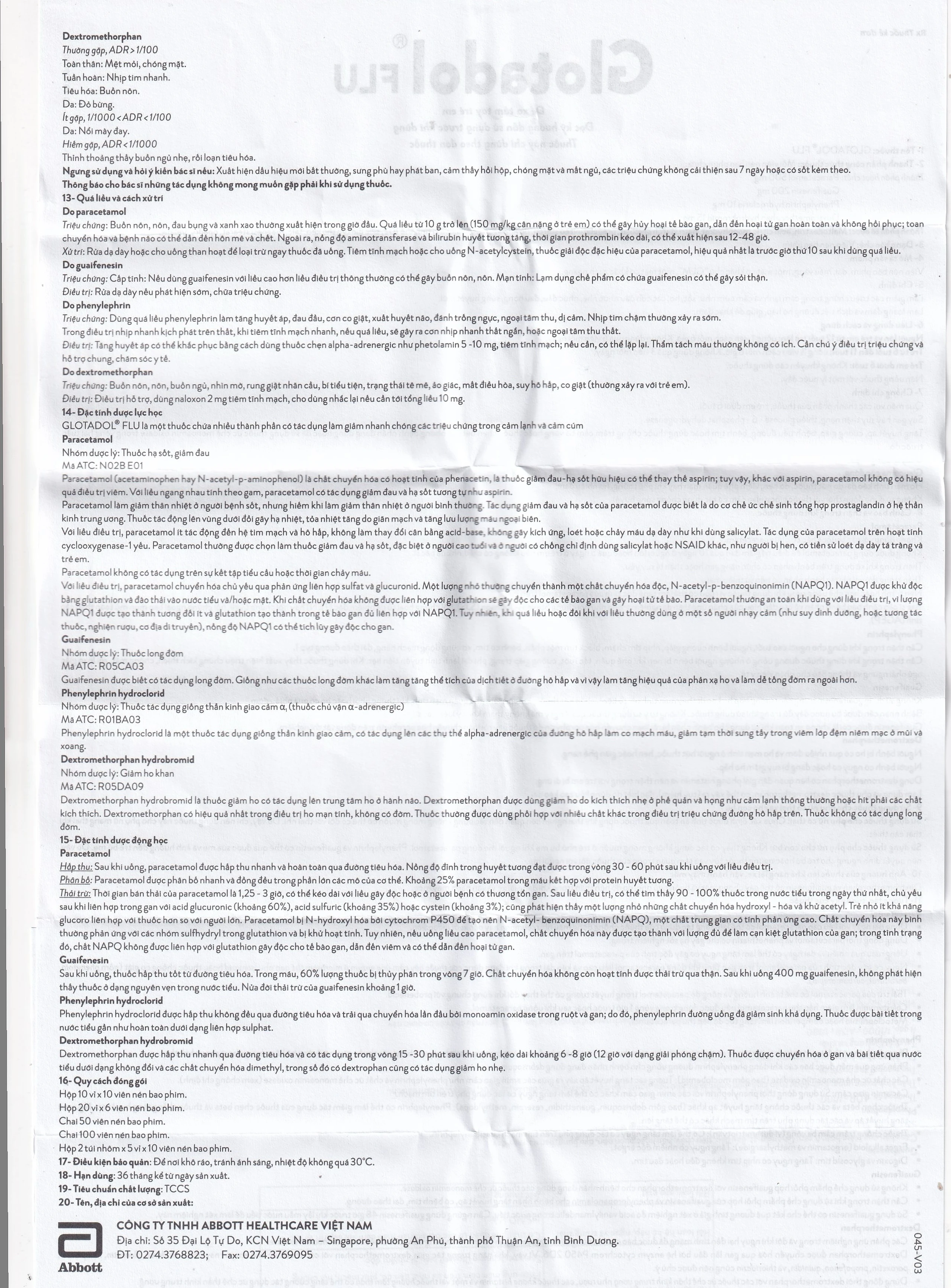 Thuốc Glotadol Flu Glomed hỗ trợ hạ sốt và long đàm (10 vỉ x 10 viên)