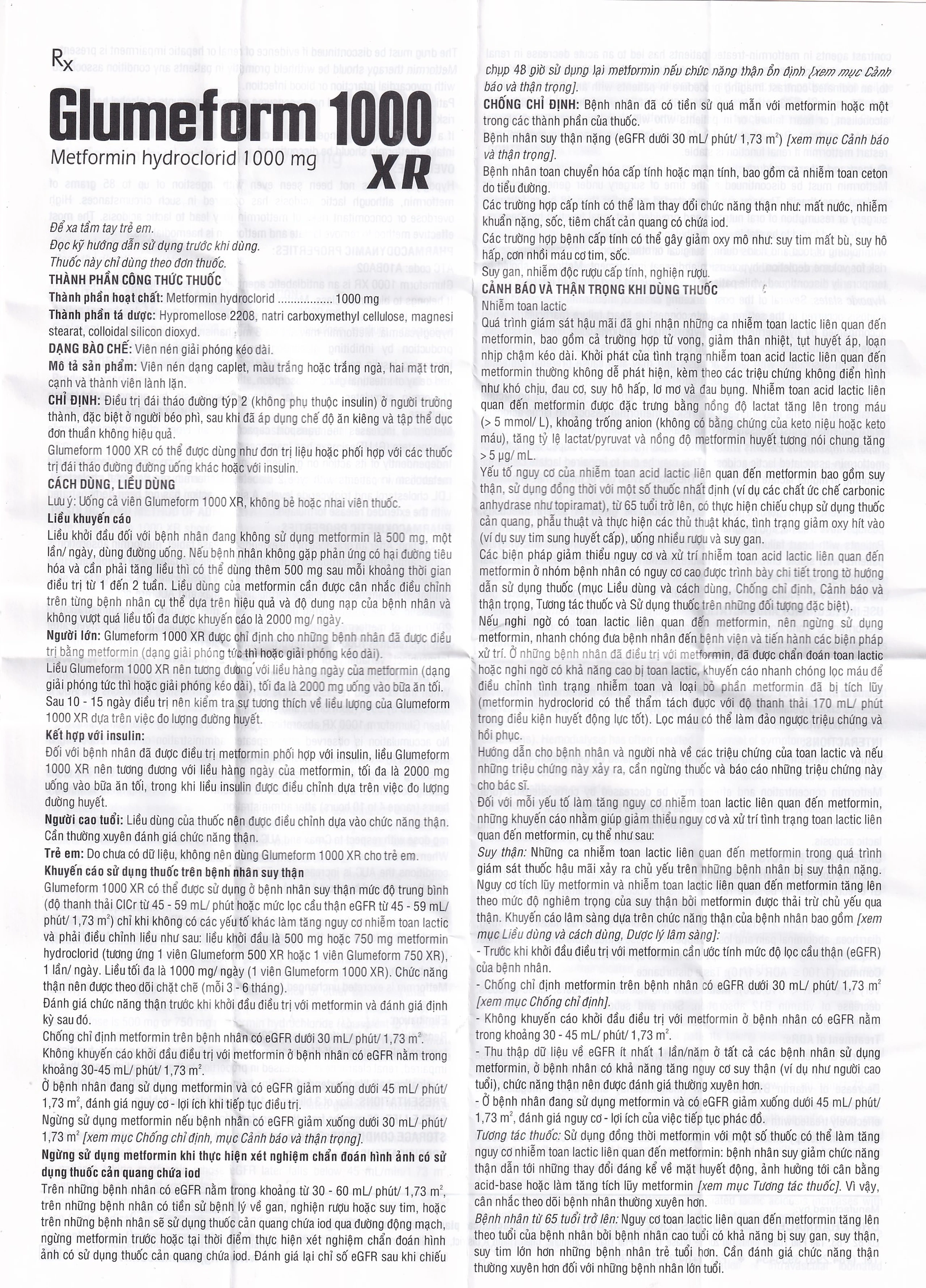 Thuốc Glumeform 1000 XR DHG điều trị đái tháo đường típ 2 (3 vỉ x 10 viên)