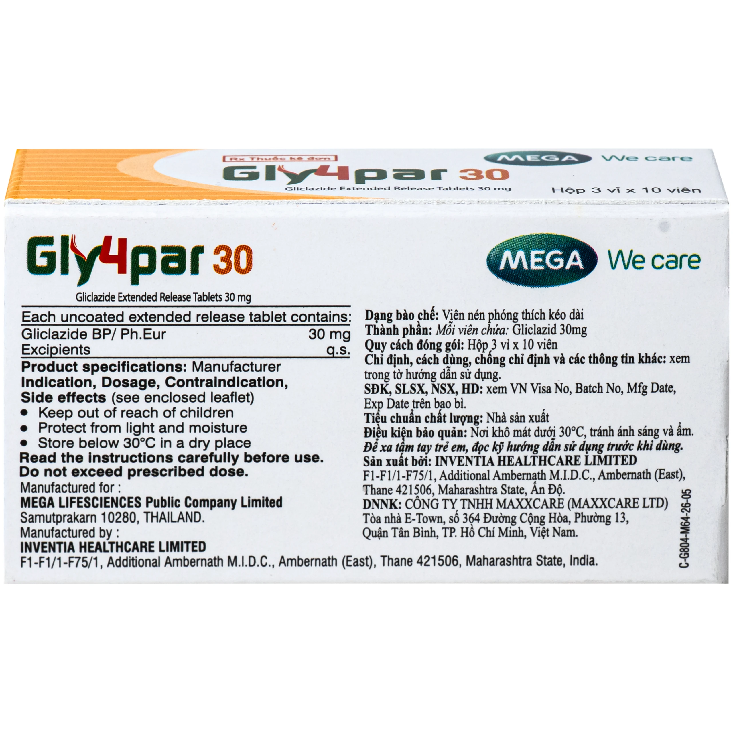 Thuốc Gly4par 30 Inventia Healthcare điều trị bệnh tiểu đường (3 vỉ x 10 viên) 3