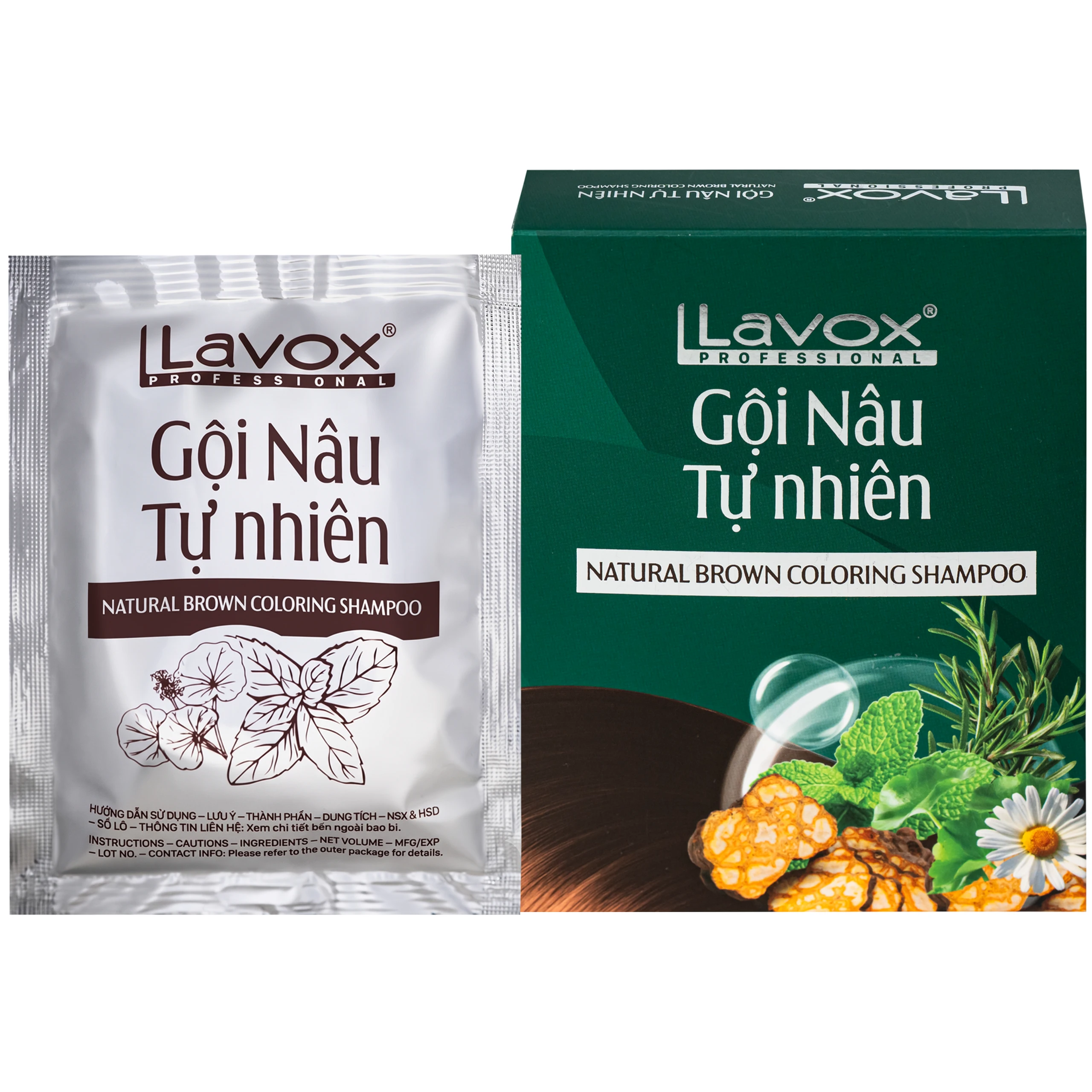 Gội phủ bạc nâu tự nhiên Lavox (3 gói x 30ml) 1