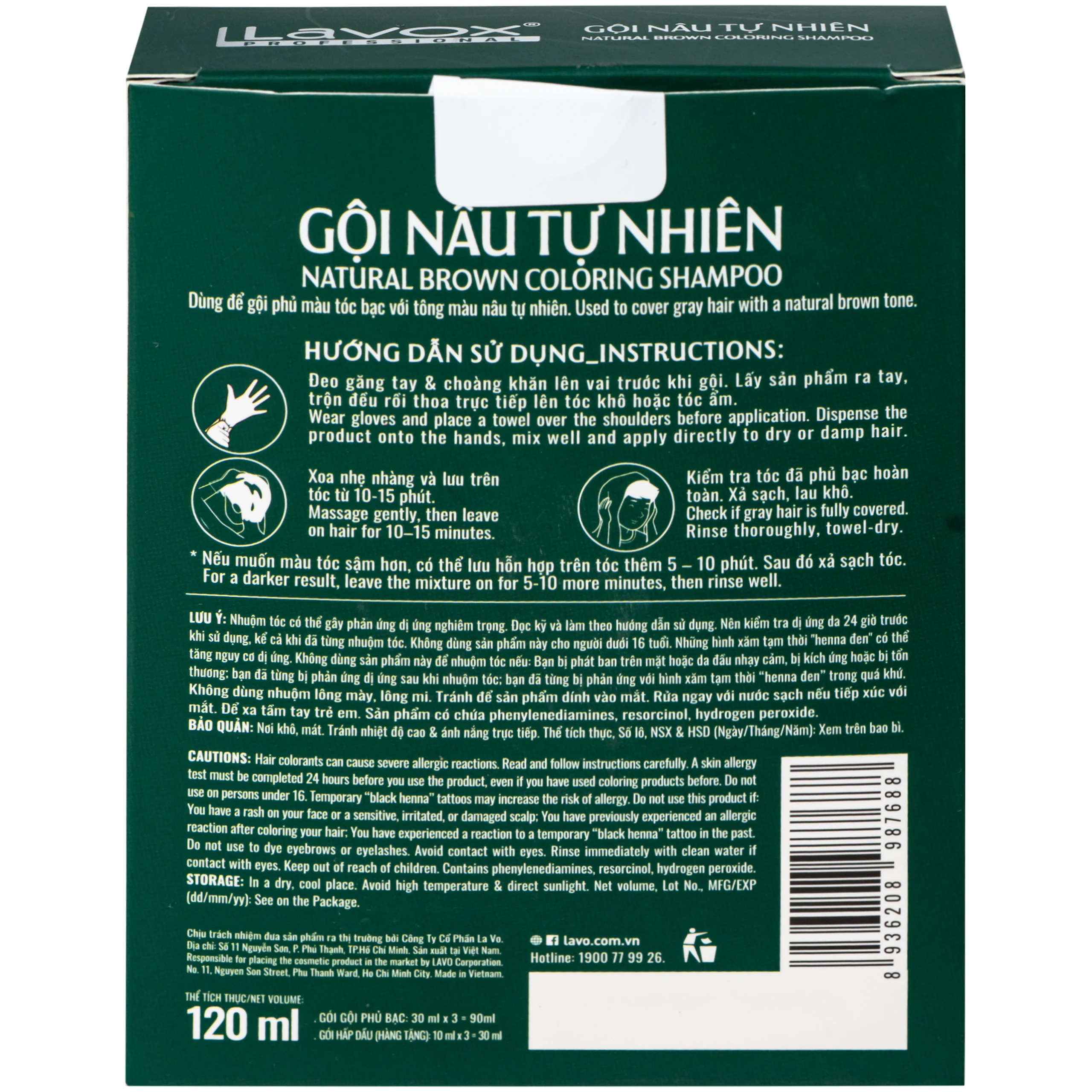 Gội phủ bạc nâu tự nhiên Lavox (3 gói x 30ml) 3