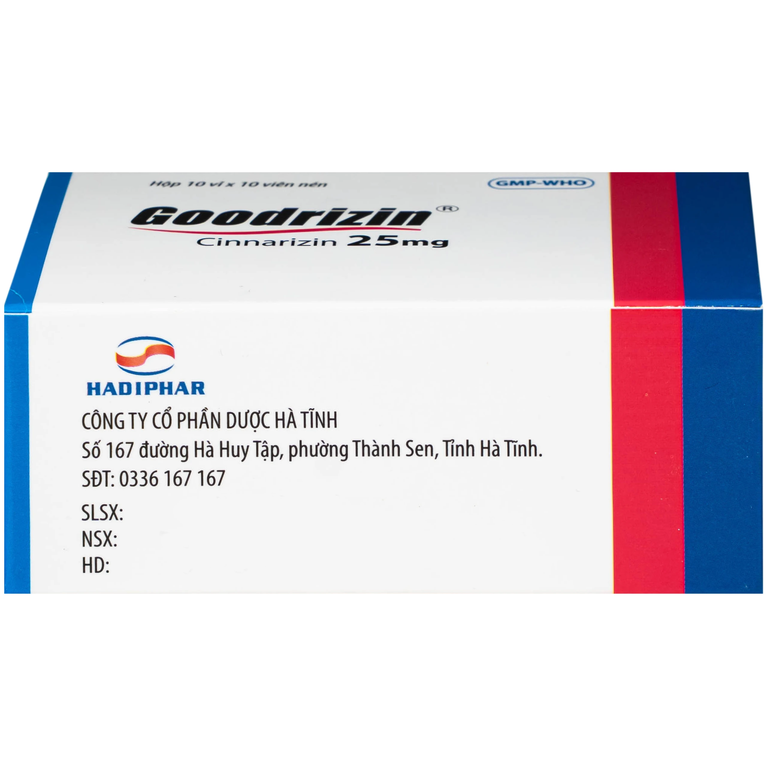 Thuốc Goodrizin 25mg Hadiphar điều trị bệnh mạch ngoại vi (10 vỉ x 10 viên) 4