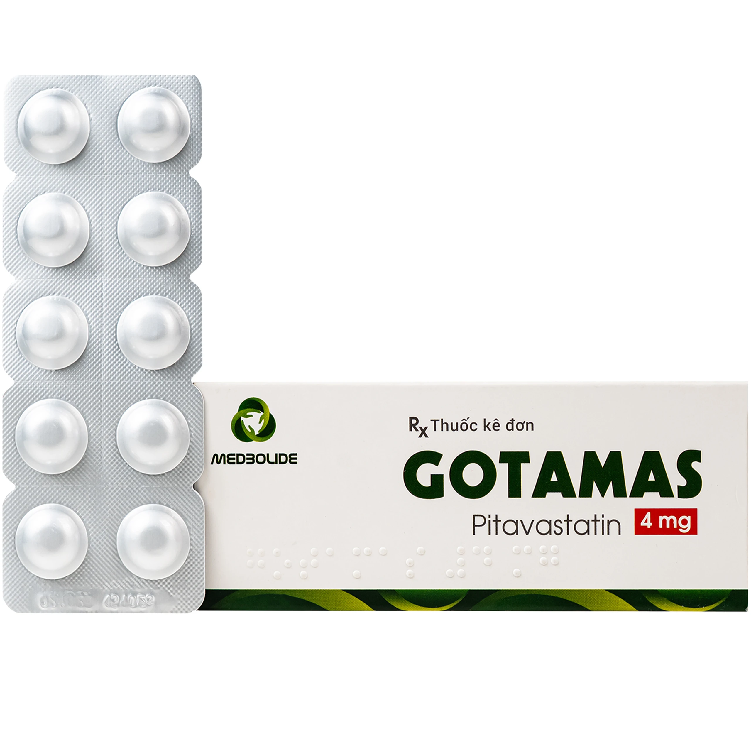 Thuốc Gotamas 4mg Medbolide được sử dụng điều trị rối loạn lipid máu và dự phòng biến cố tim mạch (3 vỉ x 10 viên) 1