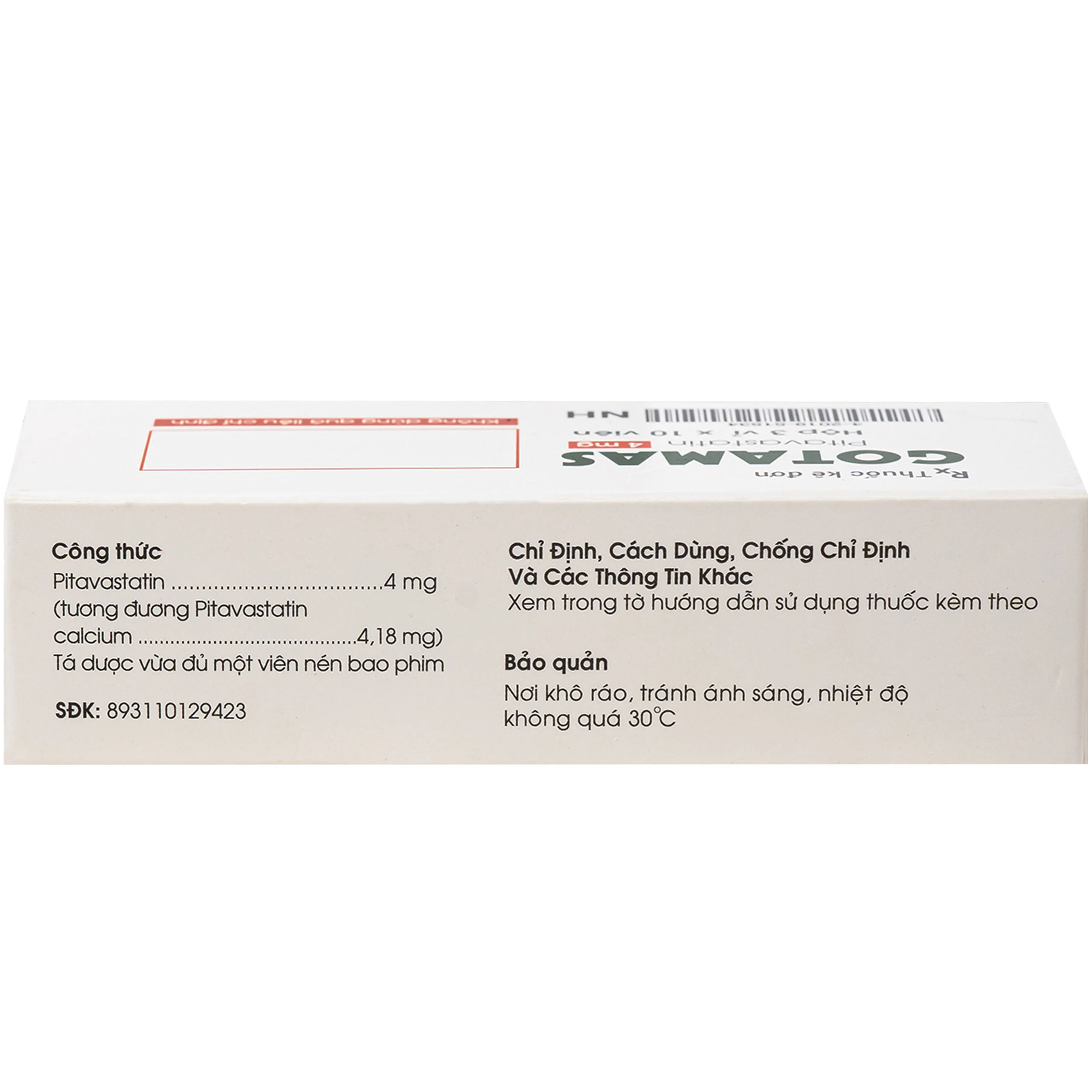 Thuốc Gotamas 4mg Medbolide được sử dụng điều trị rối loạn lipid máu và dự phòng biến cố tim mạch (3 vỉ x 10 viên) 4