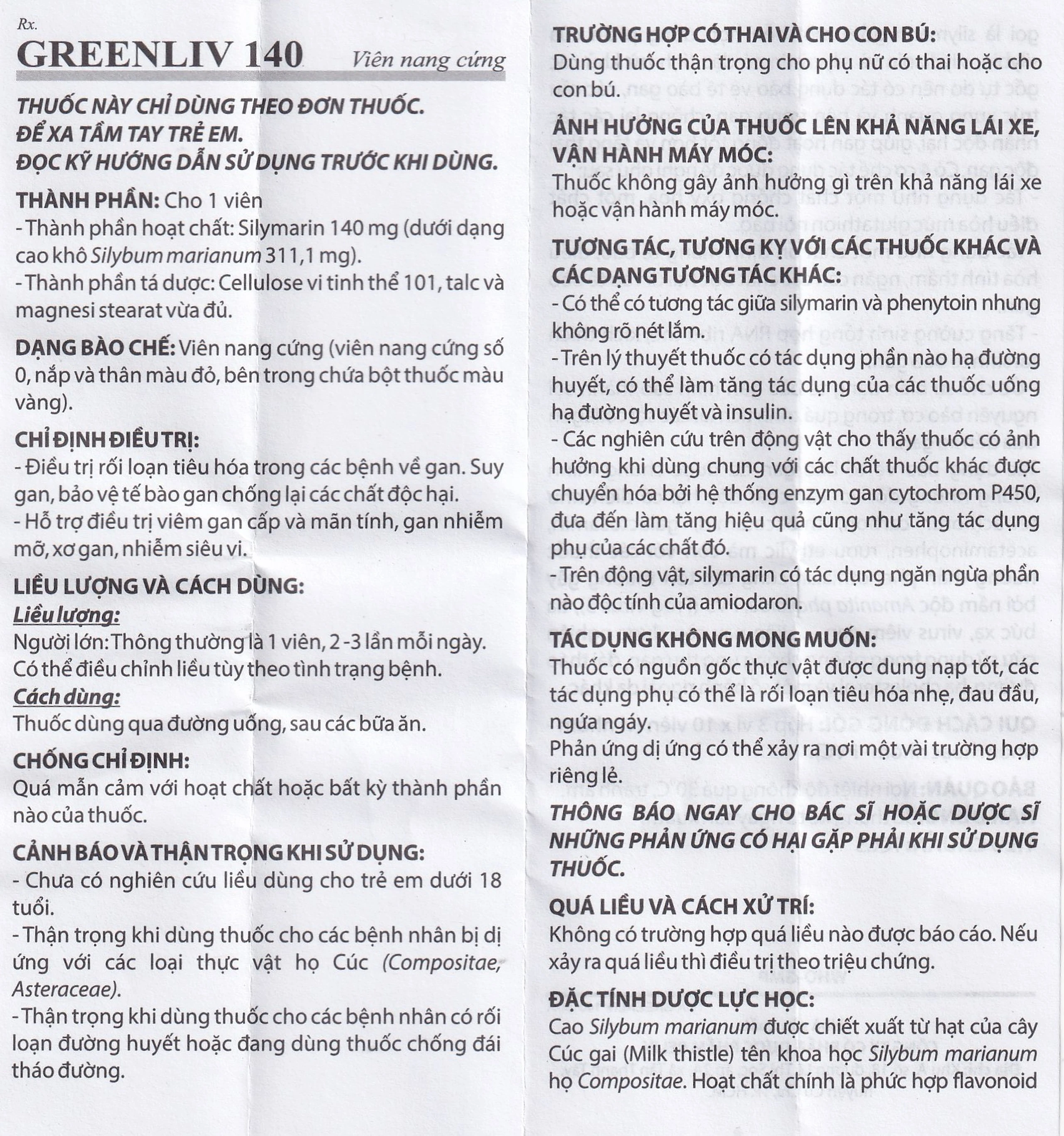 Thuốc Greenliv 140mg Reliv điều trị rối loạn tiêu hóa trong các bệnh về gan, viêm gan cấp và mãn tính (3 vỉ x 10 viên)