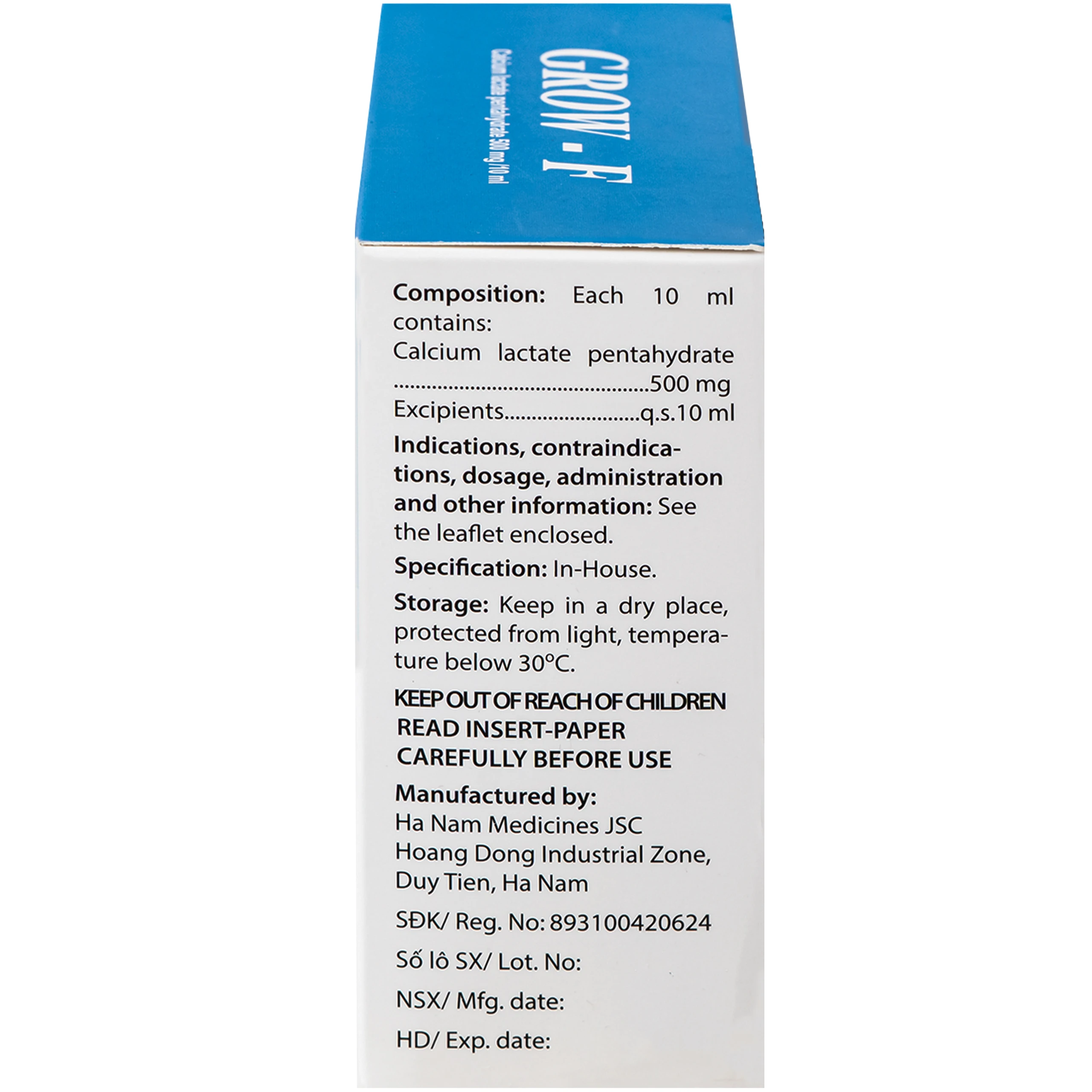 Dung dịch Grow - F Hanapharm điều trị tình trạng thiếu Calci (20 ống x 10ml) 3