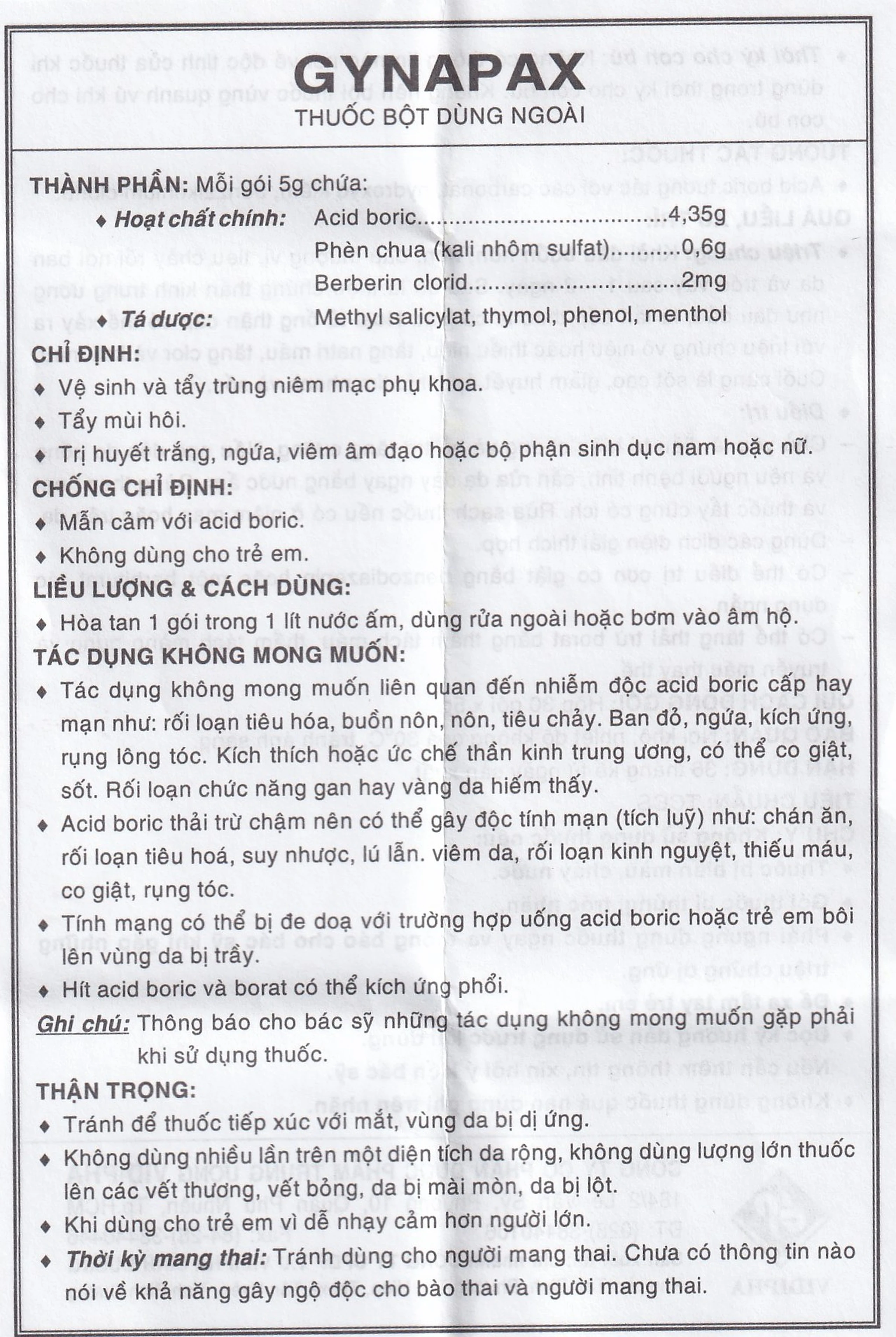 Thuốc vệ sinh phụ nữ Gynapax Vidipha hỗ trợ vệ sinh và tẩy trùng niêm mạc phụ khoa (30 gói x 5g)
