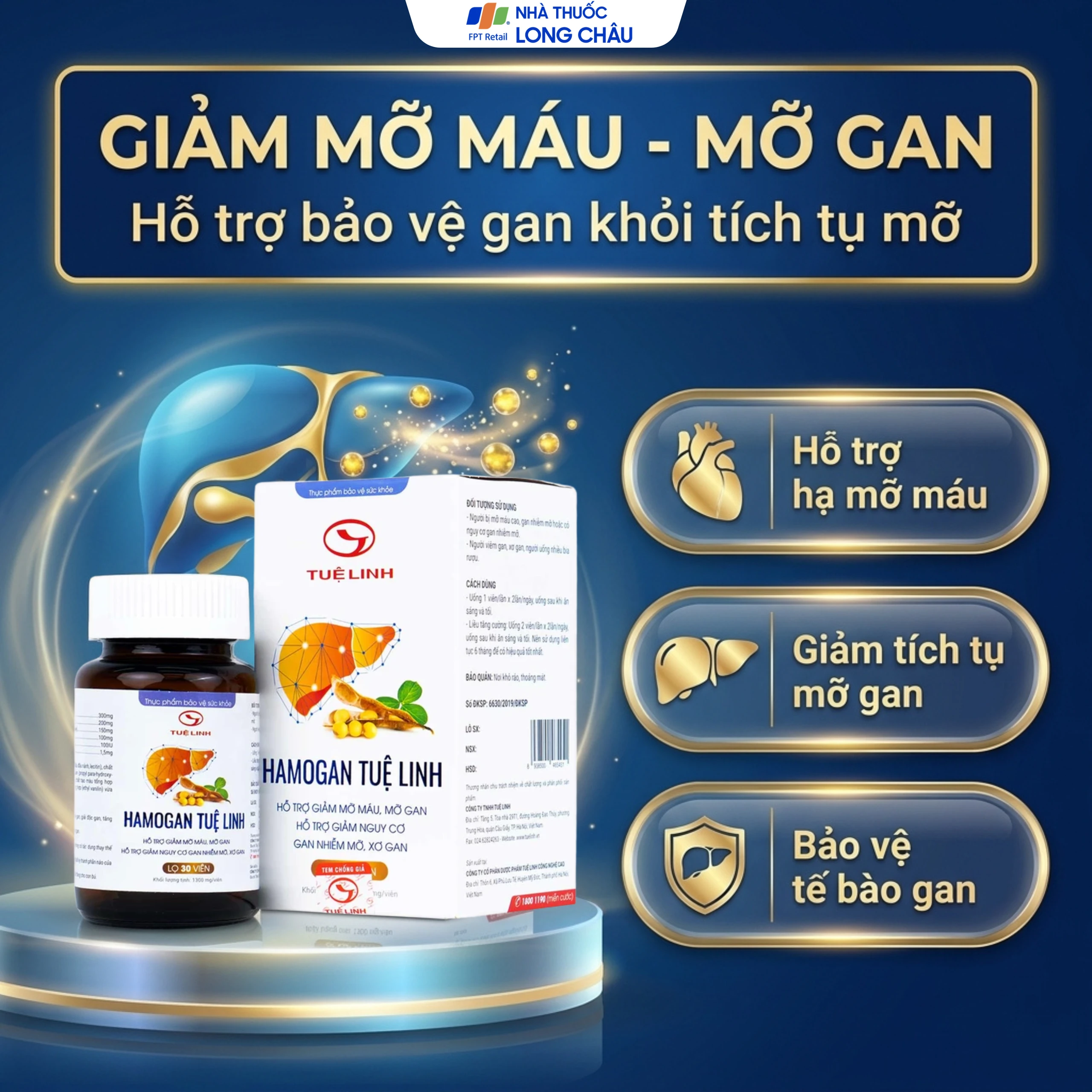 Viên hỗ trợ giảm mỡ máu, mỡ gan Hamogan Tuệ Linh (30 viên) 4